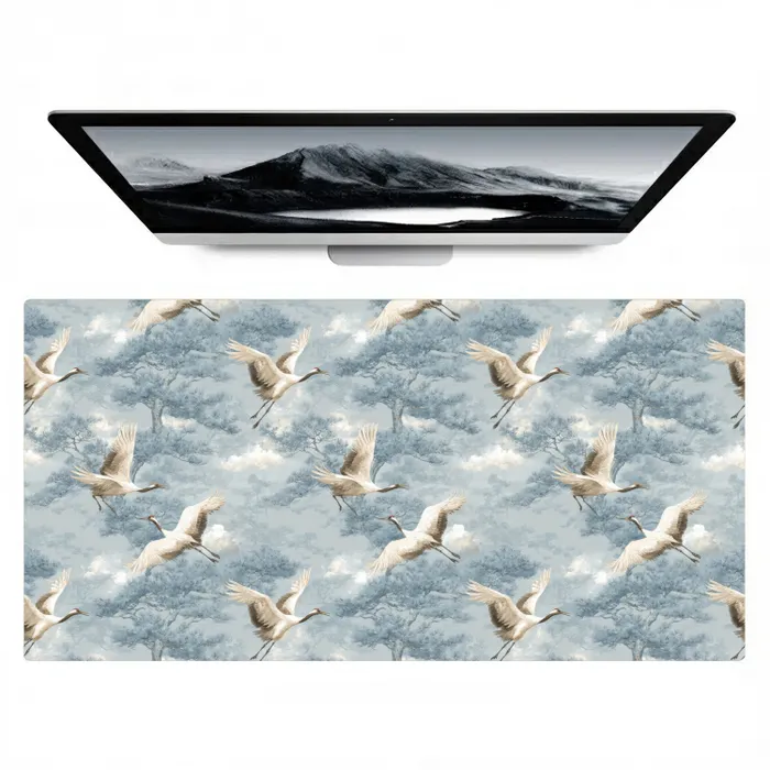 Wolken - Kraanvogels - Blauw Muismat XXL klein 681 -zzz3d