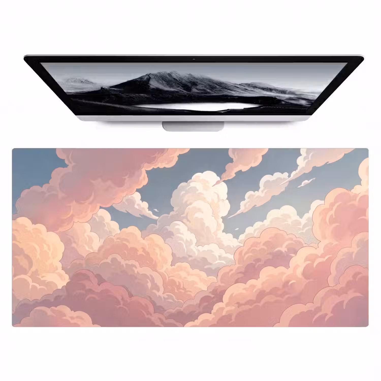 Wolken - Lucht - Natuur - Pastel - Roze Muismat XXL klein -zzz3d