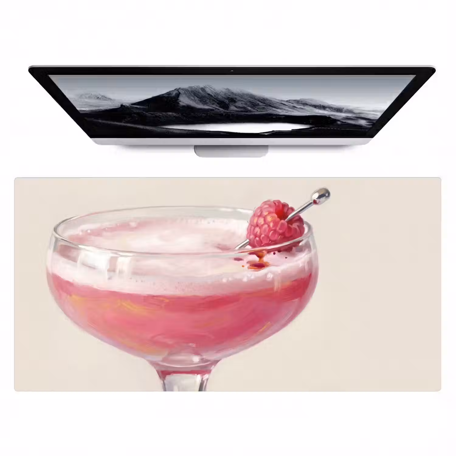 Cocktail - Framboos - Drank - Modern - Roze Muismat XXL klein -zzz3d