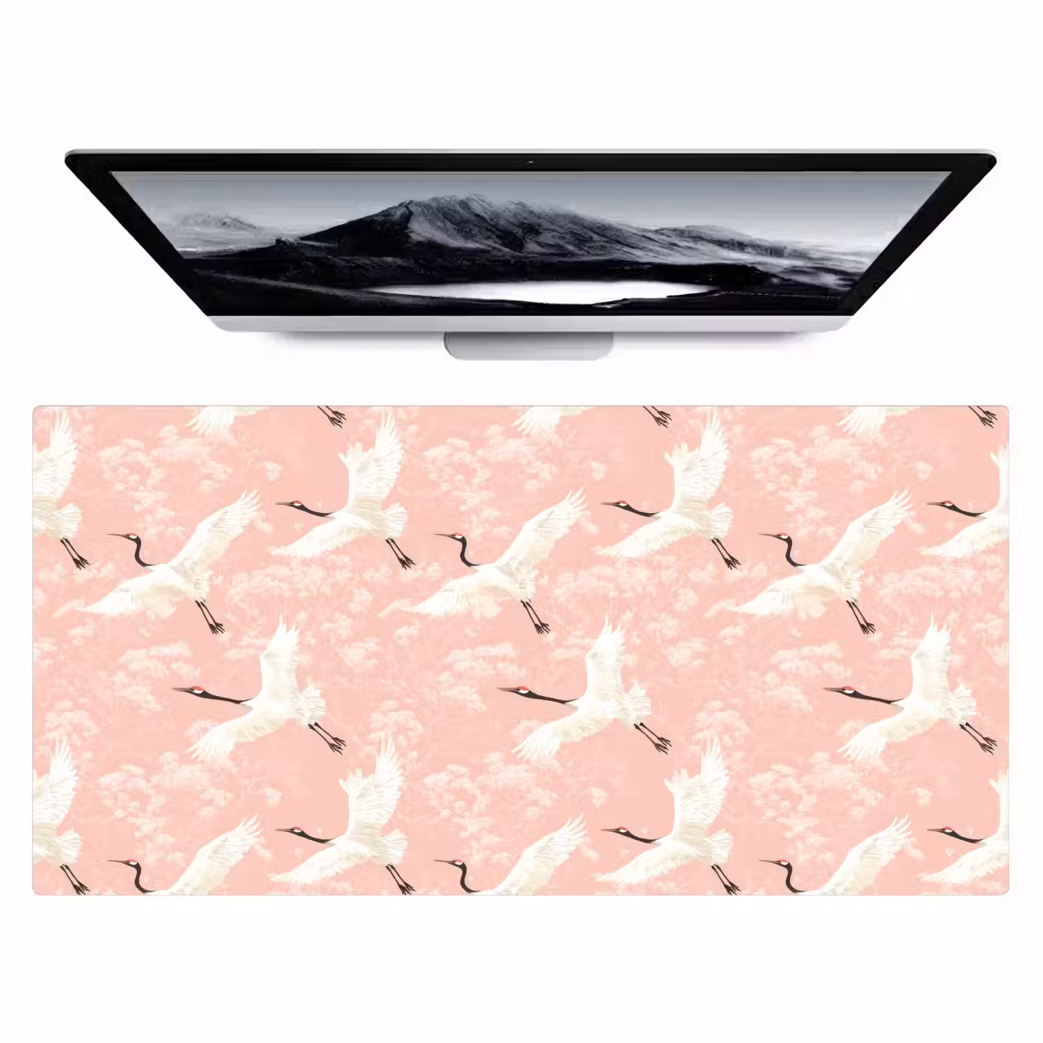 Kraanvogels - Bloesem - Roze Muismat XXL klein 681 -zzz3d