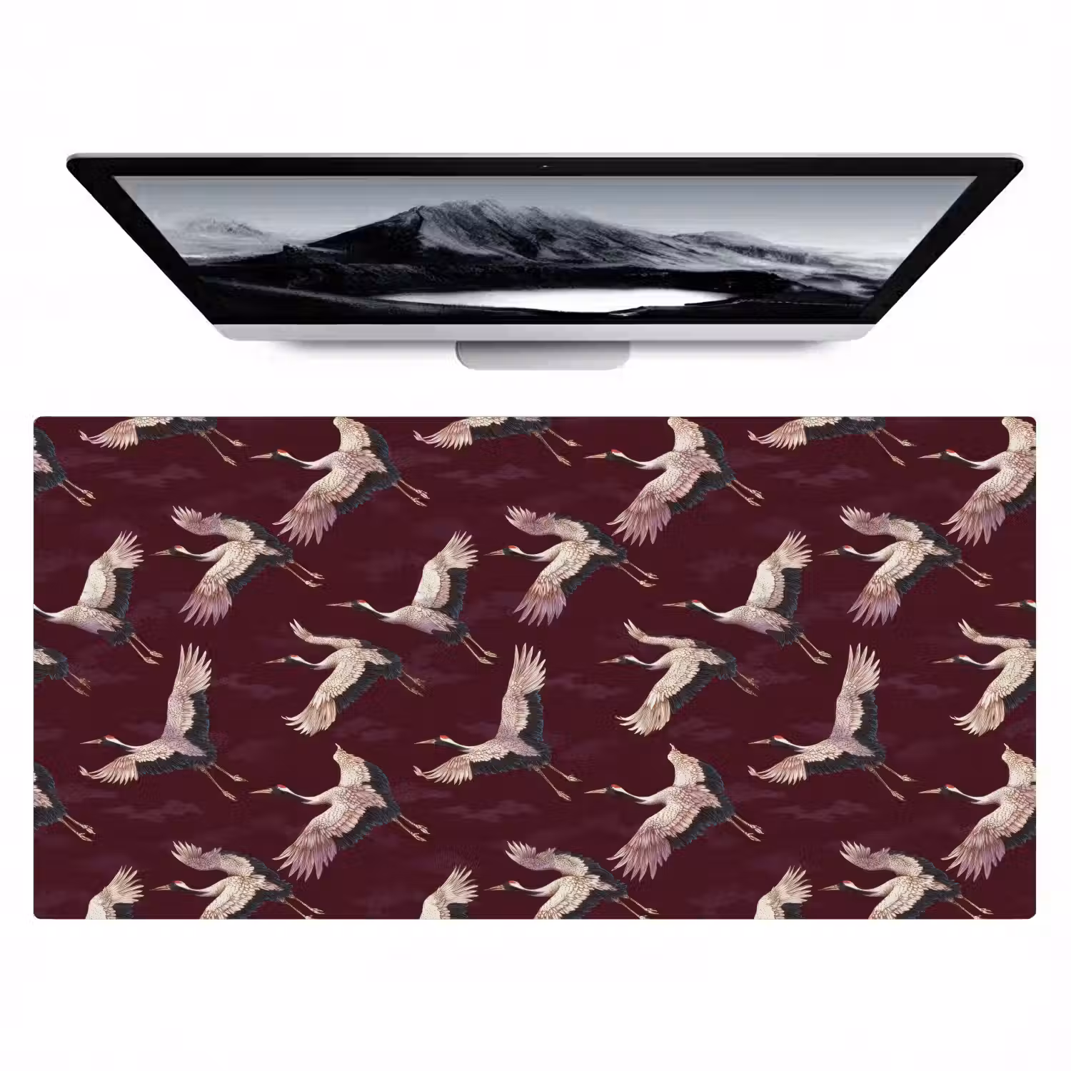 Kraanvogels - Klassiek - Bordeaux Muismat XXL klein 681 -zzz3d