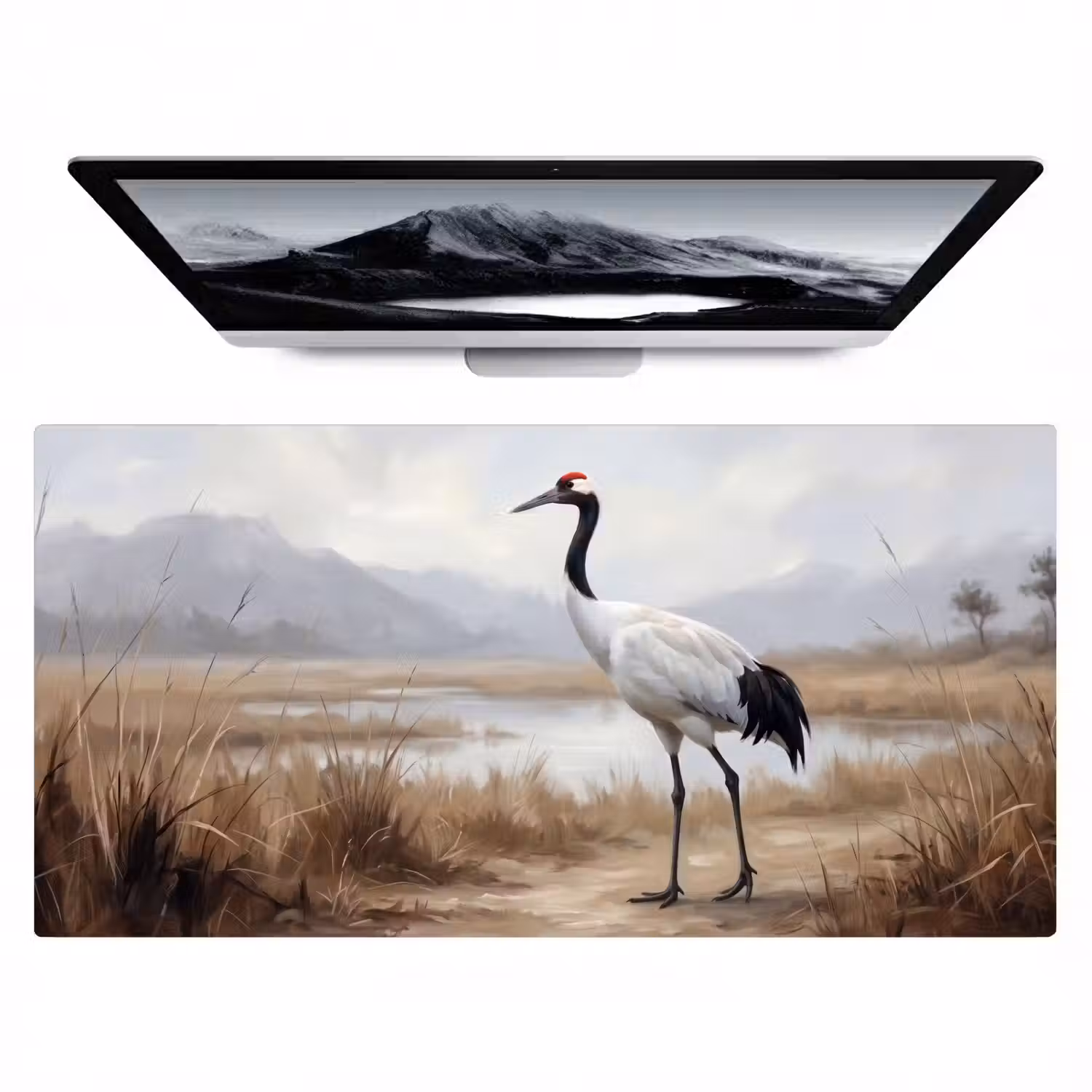 Kraanvogel - Natuur - Realistisch Muismat XXL klein -zzz3d