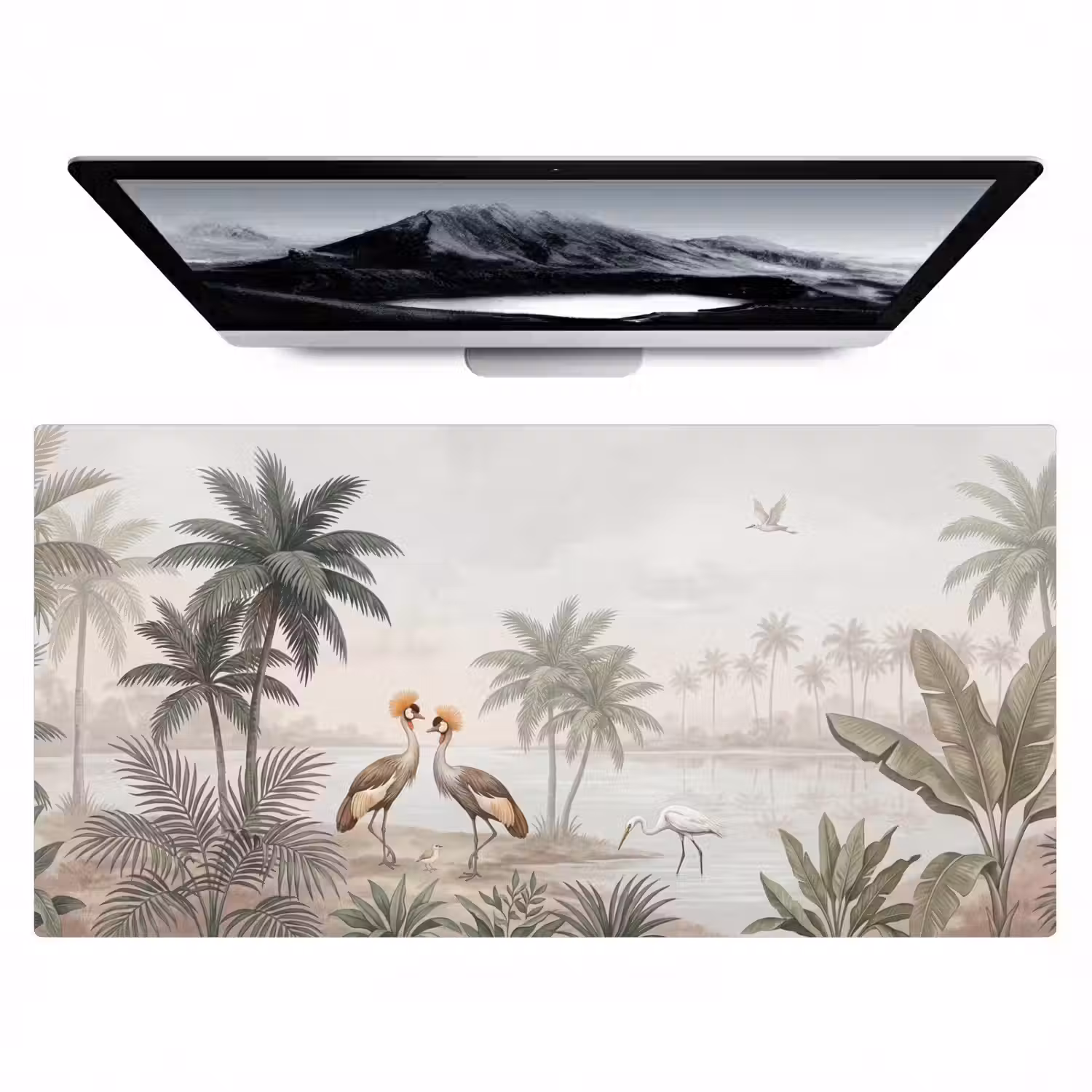 Kraanvogels - Palmbomen - Tropisch Muismat XXL klein -zzz3d
