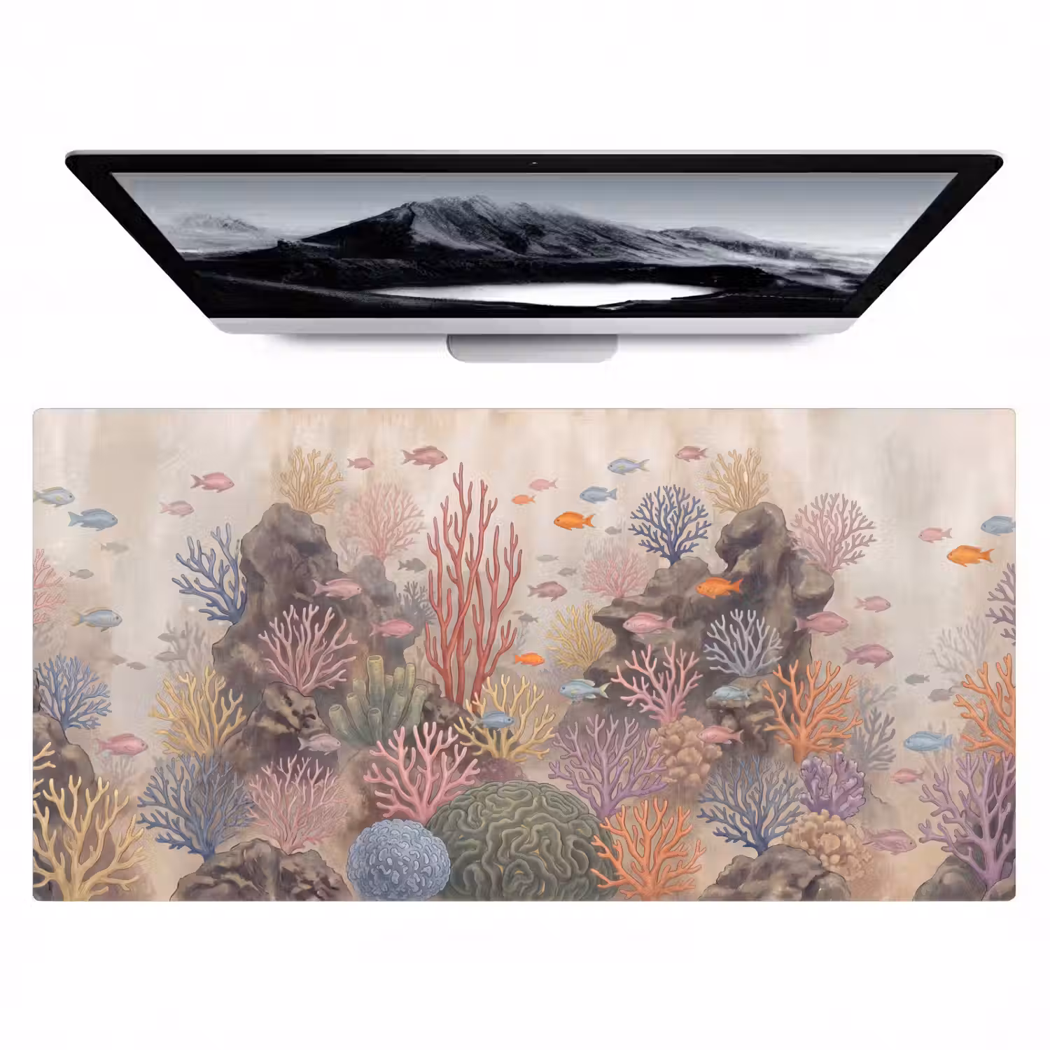 Vis - Koraalrif - Onderwaterwereld - Illustratie Muismat XXL klein -zzz3d