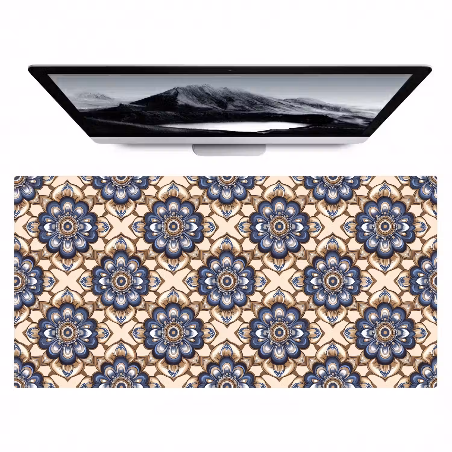 Floraal - Ornament - Blauw Muismat XXL klein 681 -zzz3d
