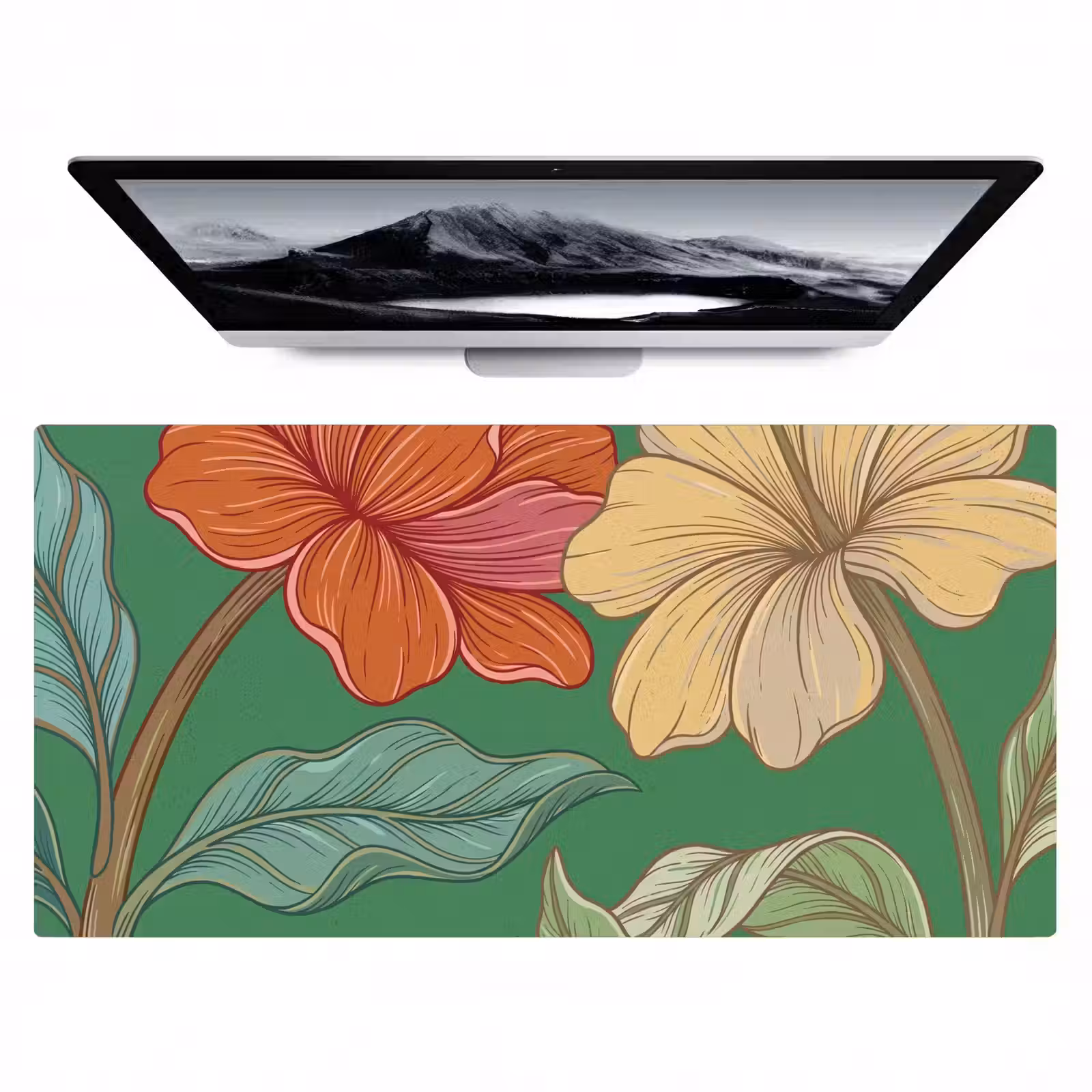 Desk Mat - Flowers - Greenery - Illustration - Bloemen - Groen - Illustratie Muismat XXL klein