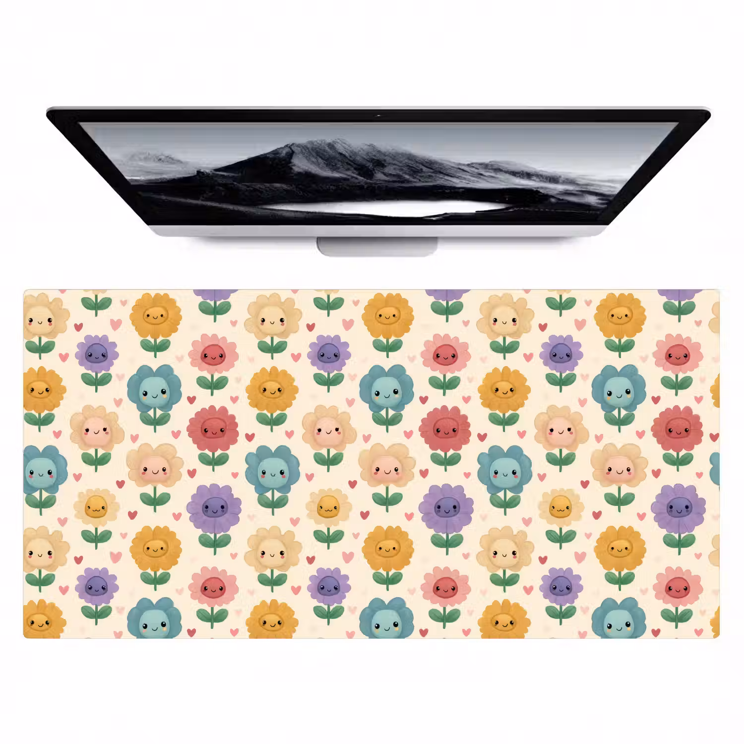 Bloemen - Hartjes - Kleurrijk Muismat XXL klein 681 -zzz3d