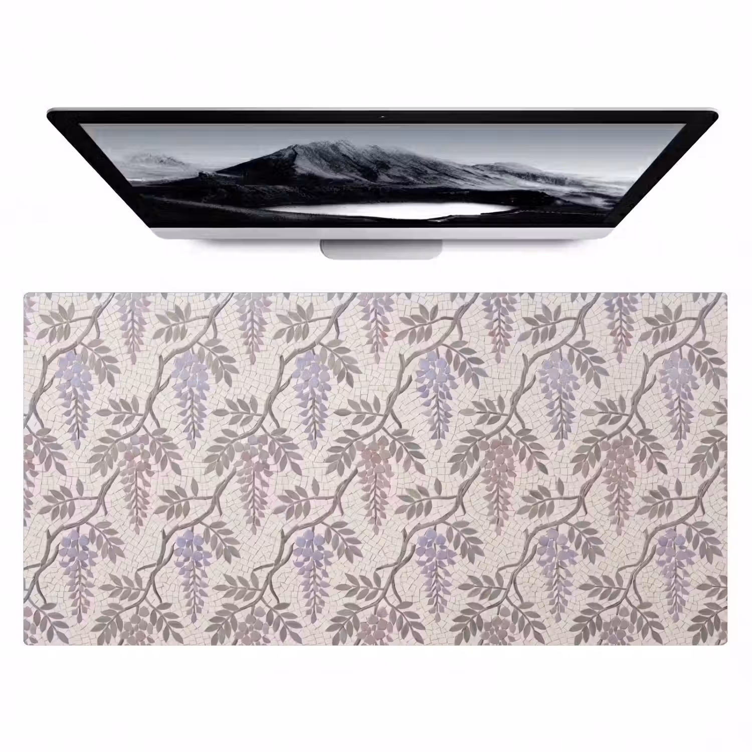 Bloemen - Mozaïek - Natuur - Patroon - Paars Muismat XXL klein -zzz3d