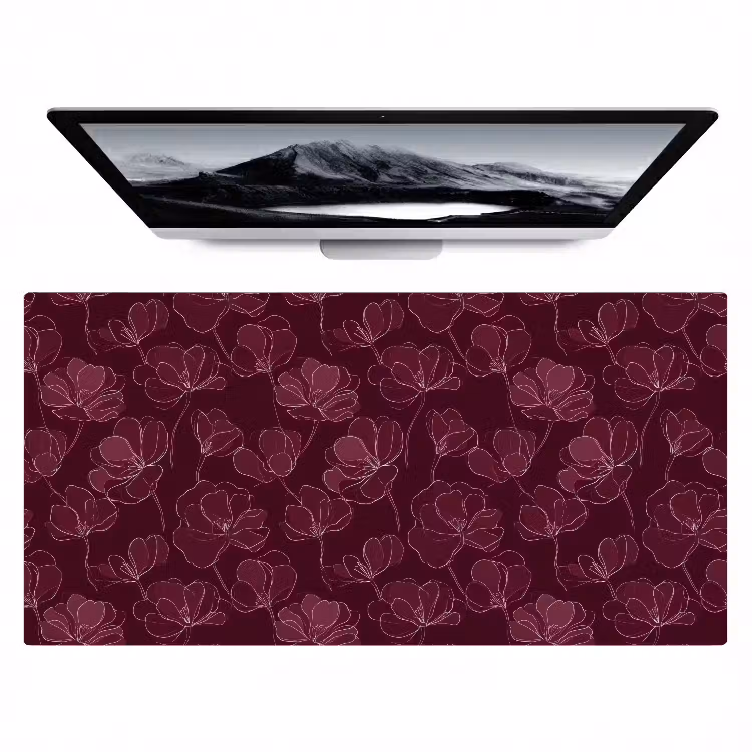 Bloemen - Patroon - Bordeauxrood Muismat XXL klein 681 -zzz3d