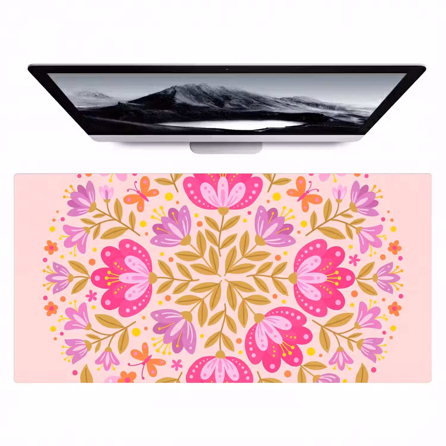 Bloemen - Patroon - Natuur - Abstract - Roze Muismat XXL klein -zzz3d