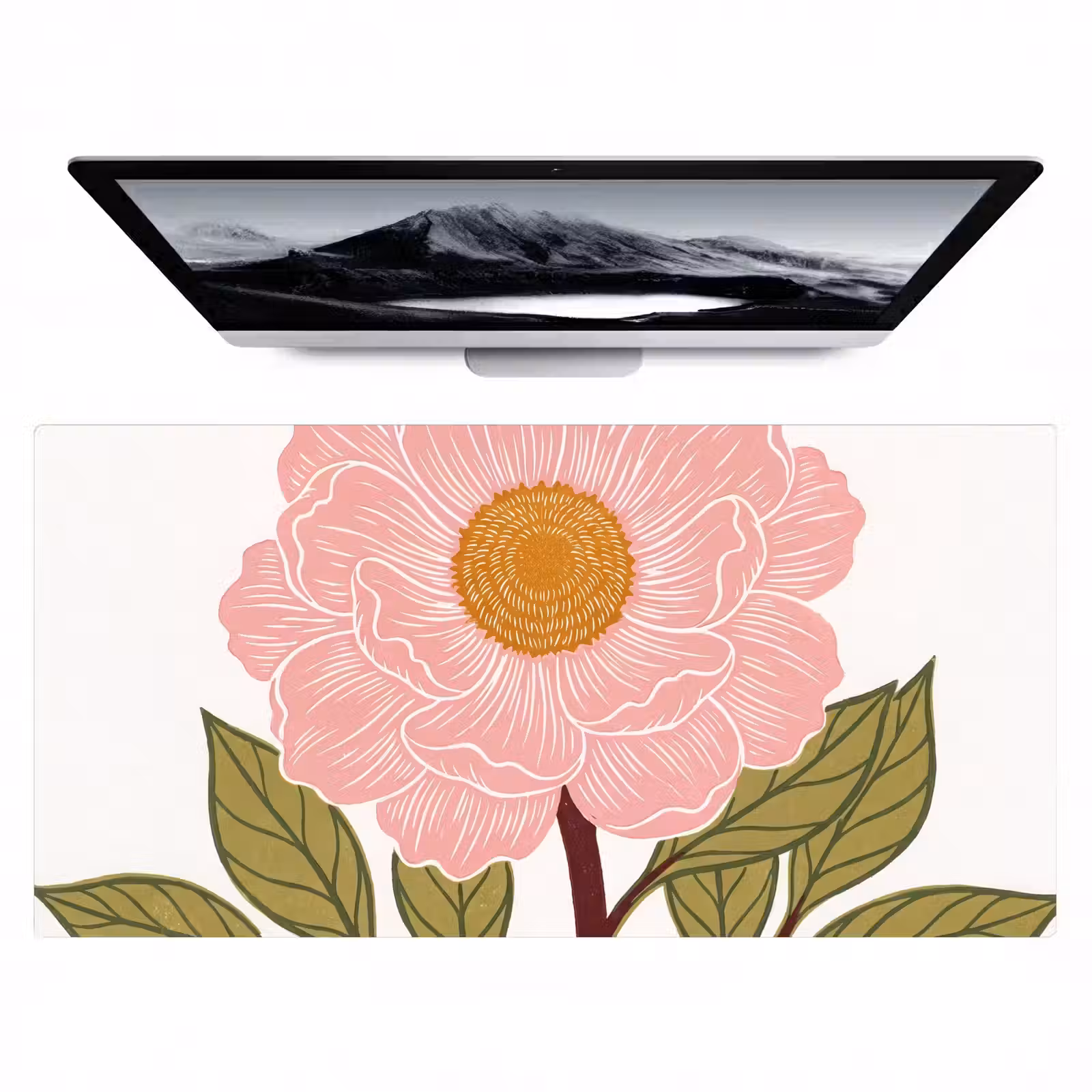 Desk Mat - Flowers - Pink - Illustration - Bloemen - Roze - Illustratie Muismat XXL klein