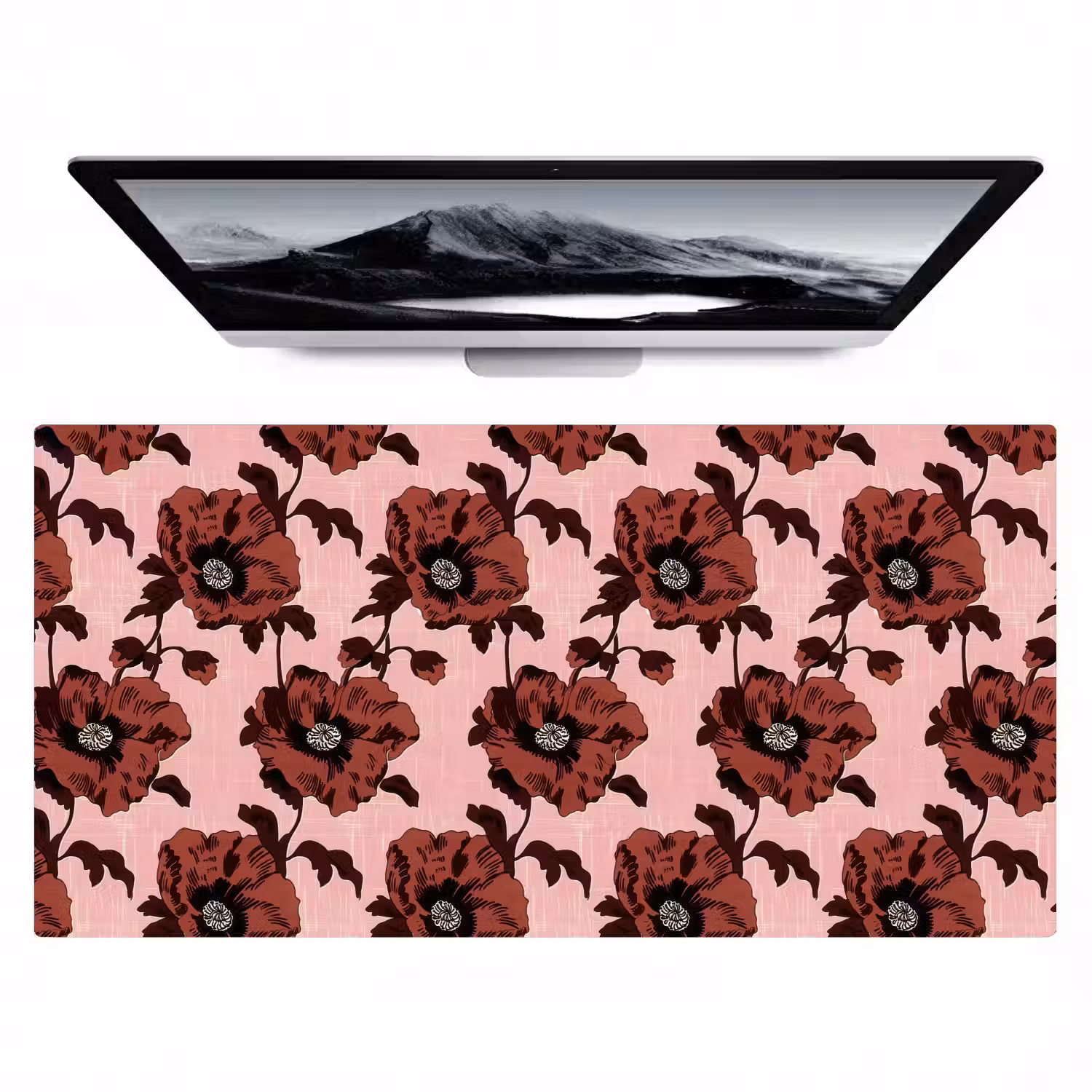 Bloemen - Retro - Rood Muismat XXL klein 681 -zzz3d