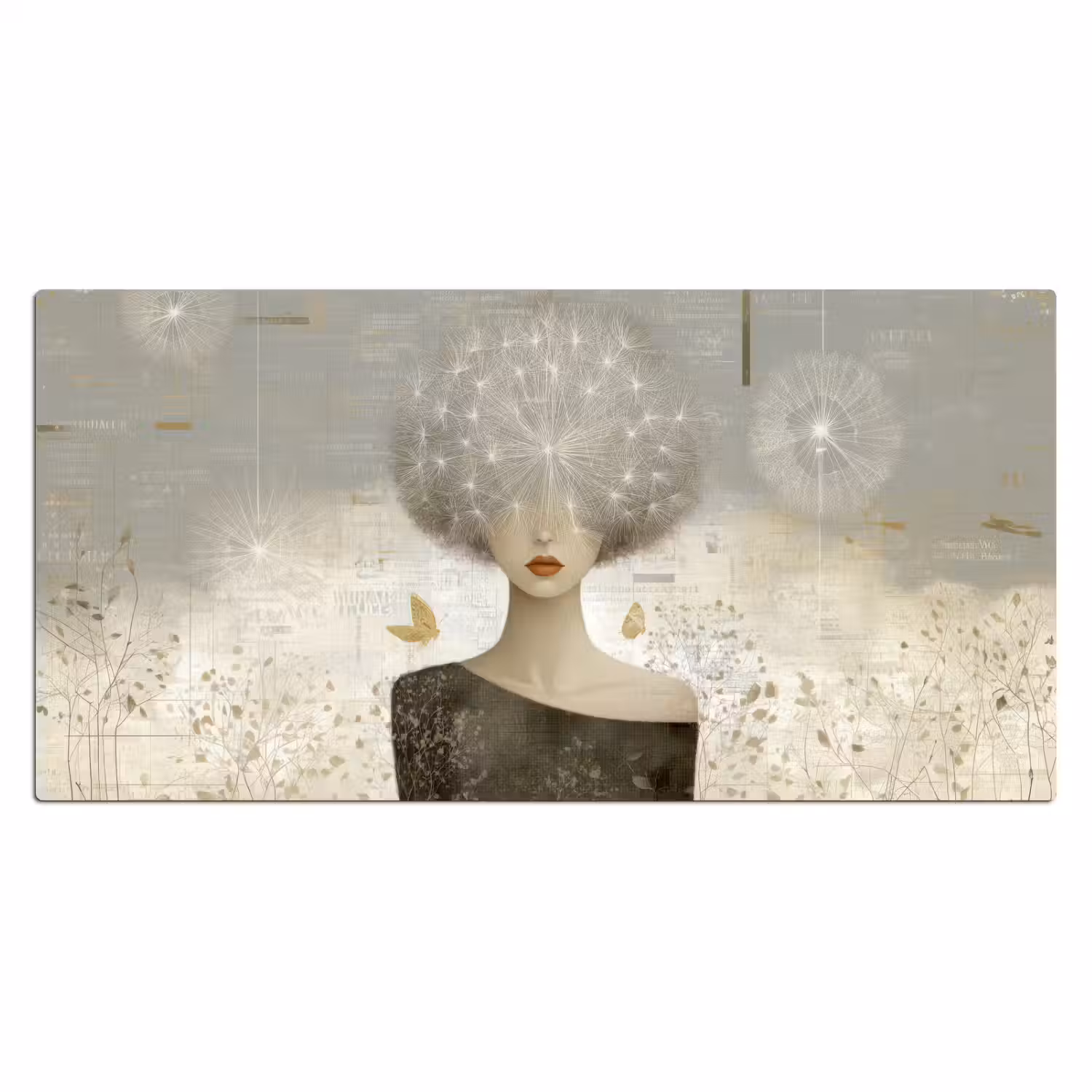 Pluis - Vrouw - Beige Muismat XXL klein -3d_leeg