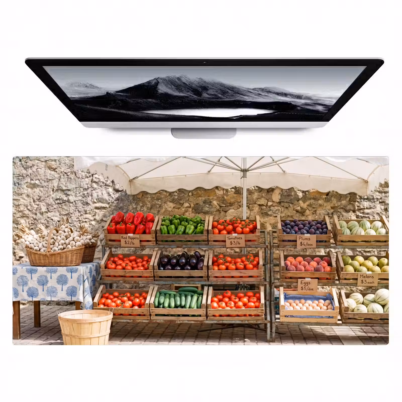 Desk Mat - Food - Market - Fresh - Eten - Markt - Vers Muismat XXL klein