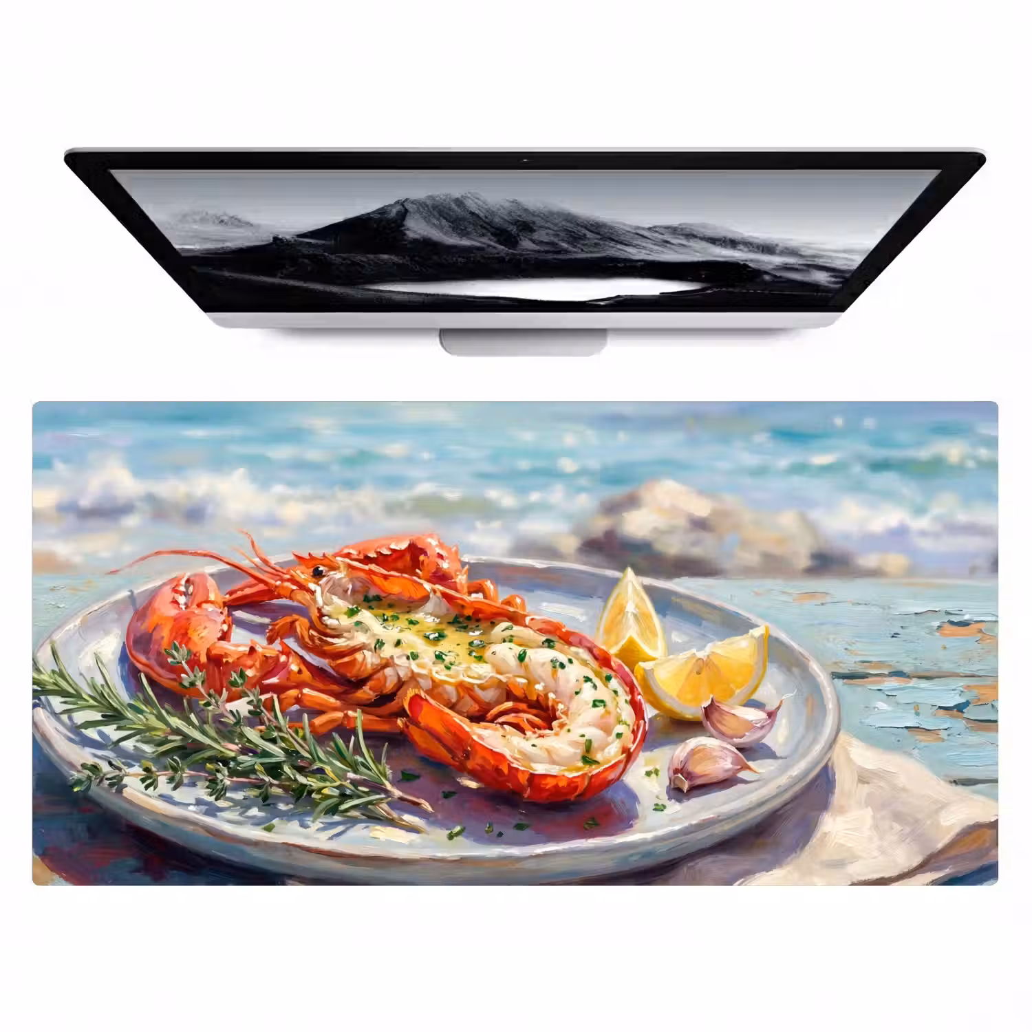 Eten - Zee - Kust - Modern - Blauw Muismat XXL klein -zzz3d