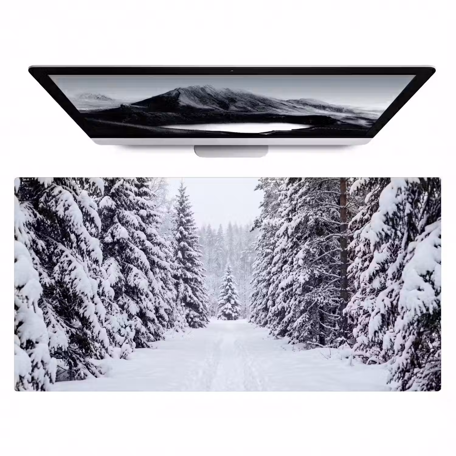 Bos - Winter - Sneeuw - Pad - Natuur Muismat XXL klein -zzz3d