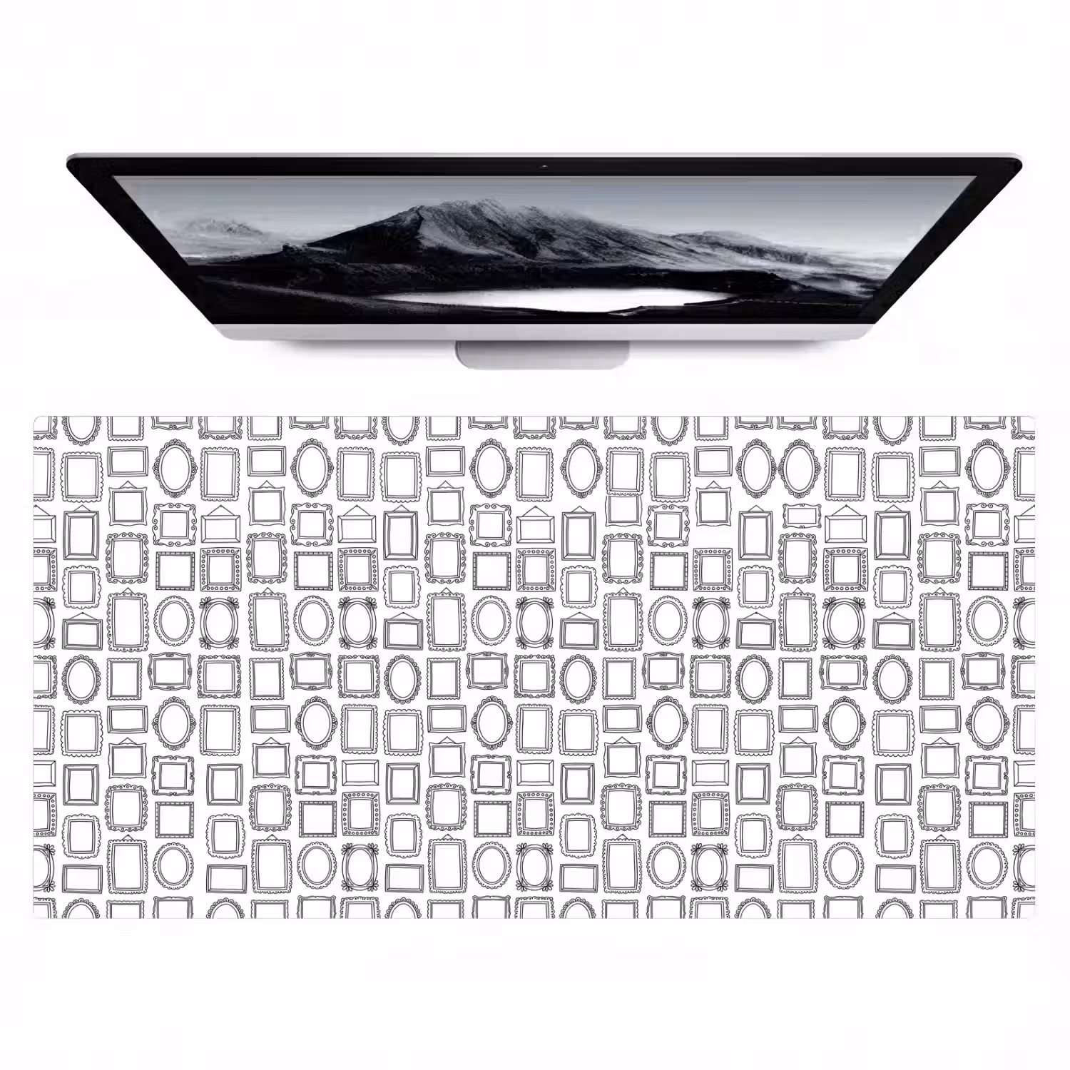 Lijsten - Patroon - Decoratie - Schets - Zwart-wit Muismat XXL klein -zzz3d