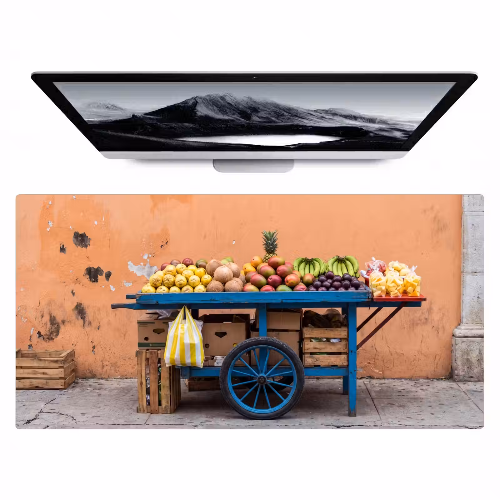 Desk Mat - Fruit - Cart - Street - Fruit - Kar - Straat Muismat XXL klein