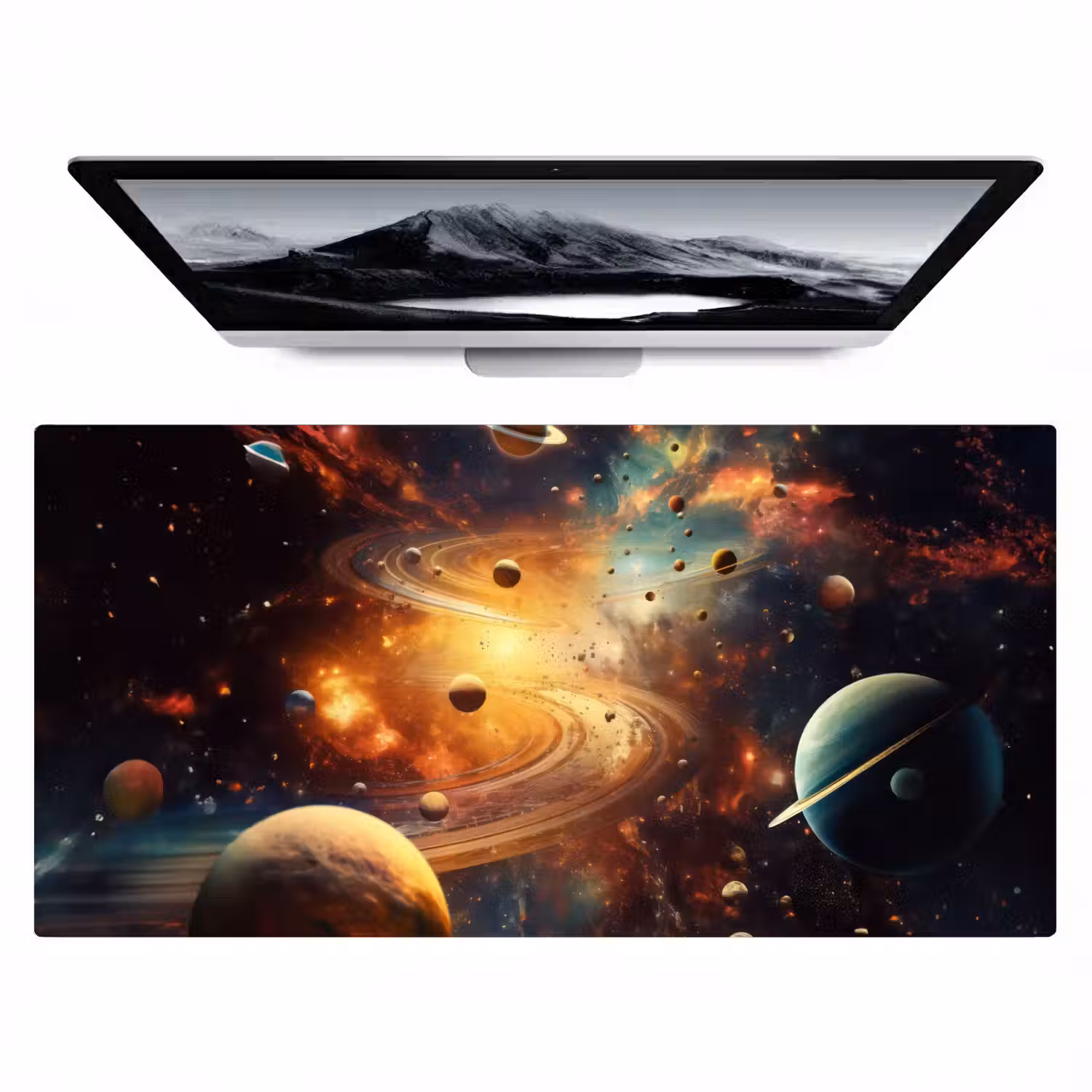 melkweg-ruimte-neon-planeten Muismat XXL klein -zzz3d