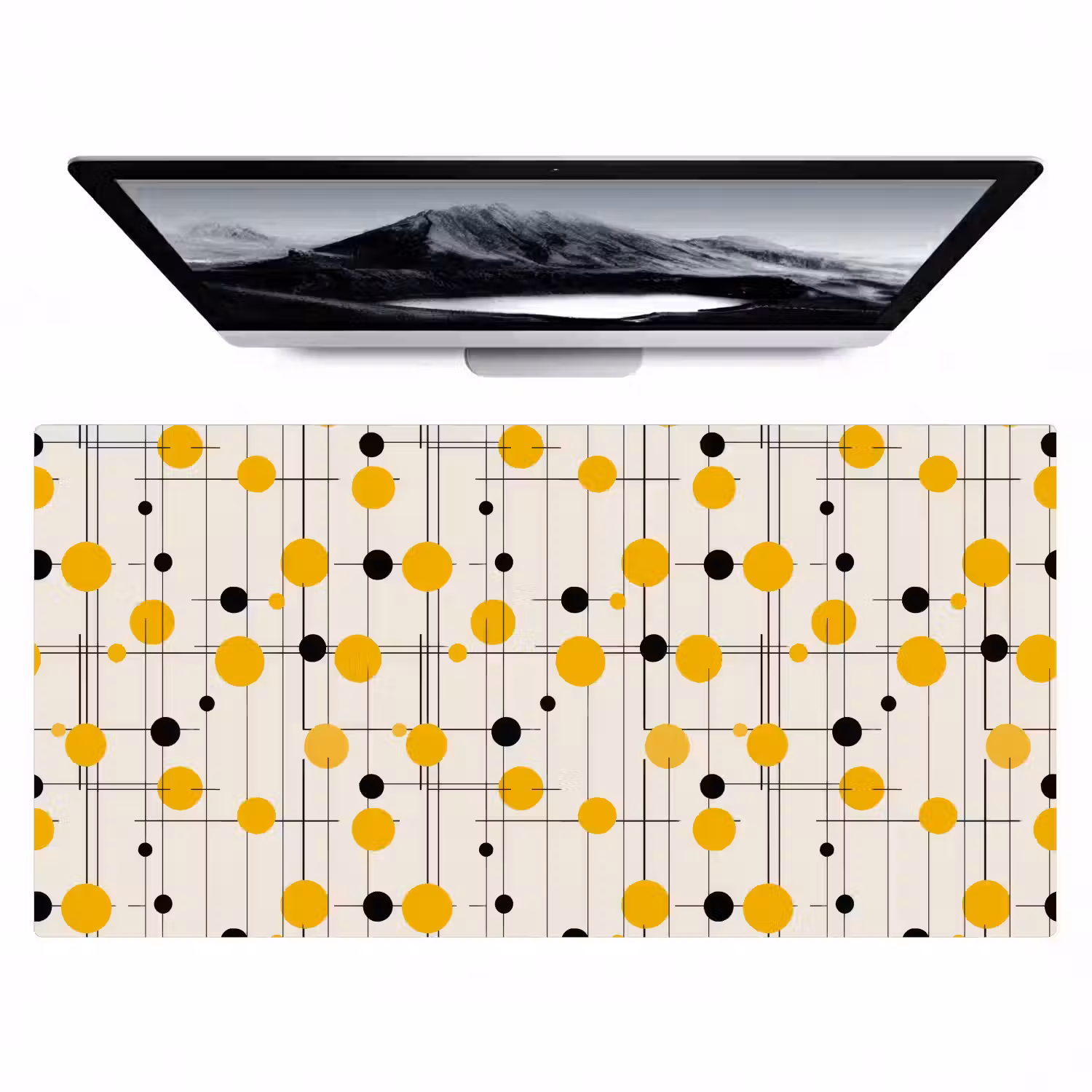 Geometrisch - Retro - Lijnen - Okergeel - Zwart Muismat XXL klein 681 -zzz3d