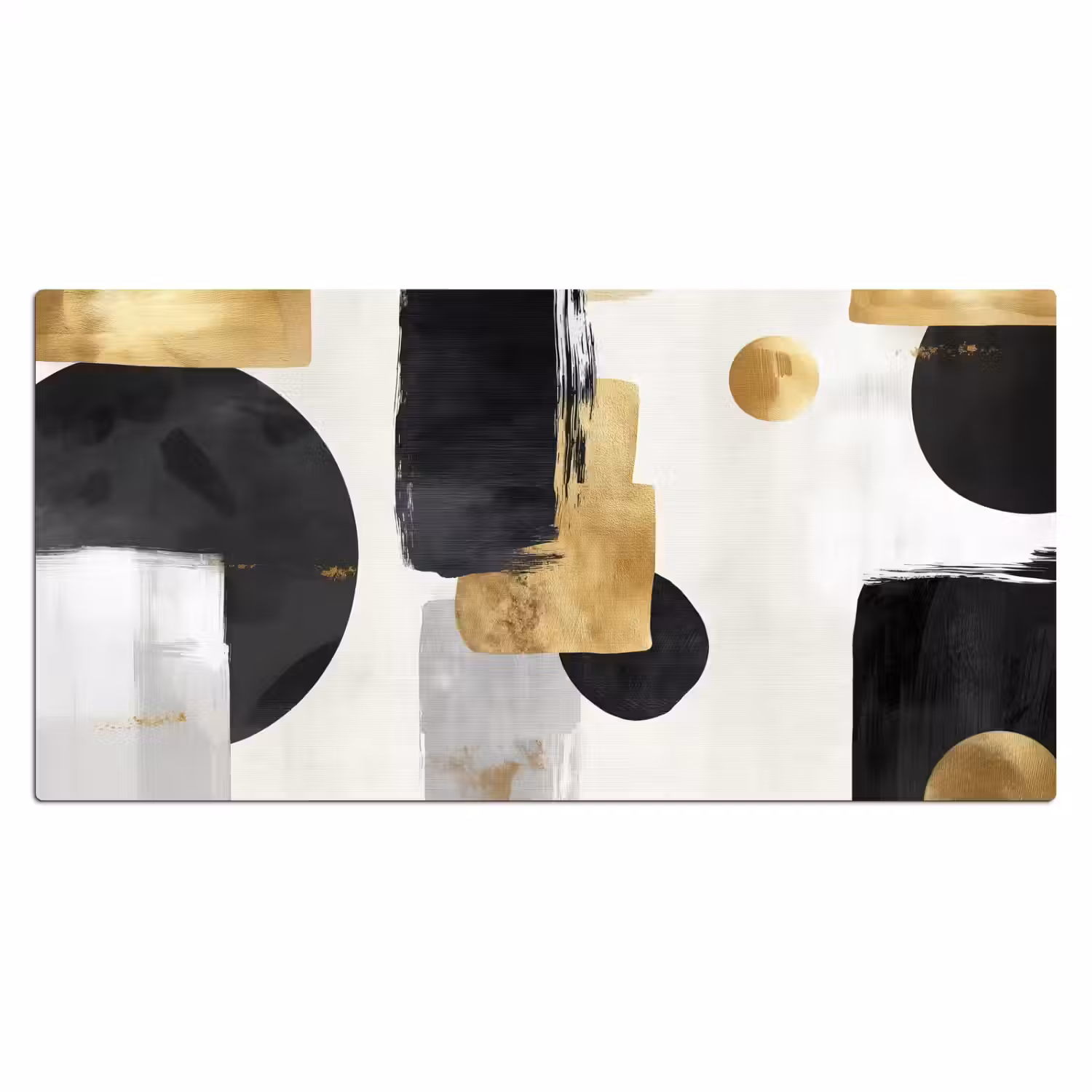 Goud - Rechthoeken - Cirkels - Abstract Muismat XXL klein -3d_leeg