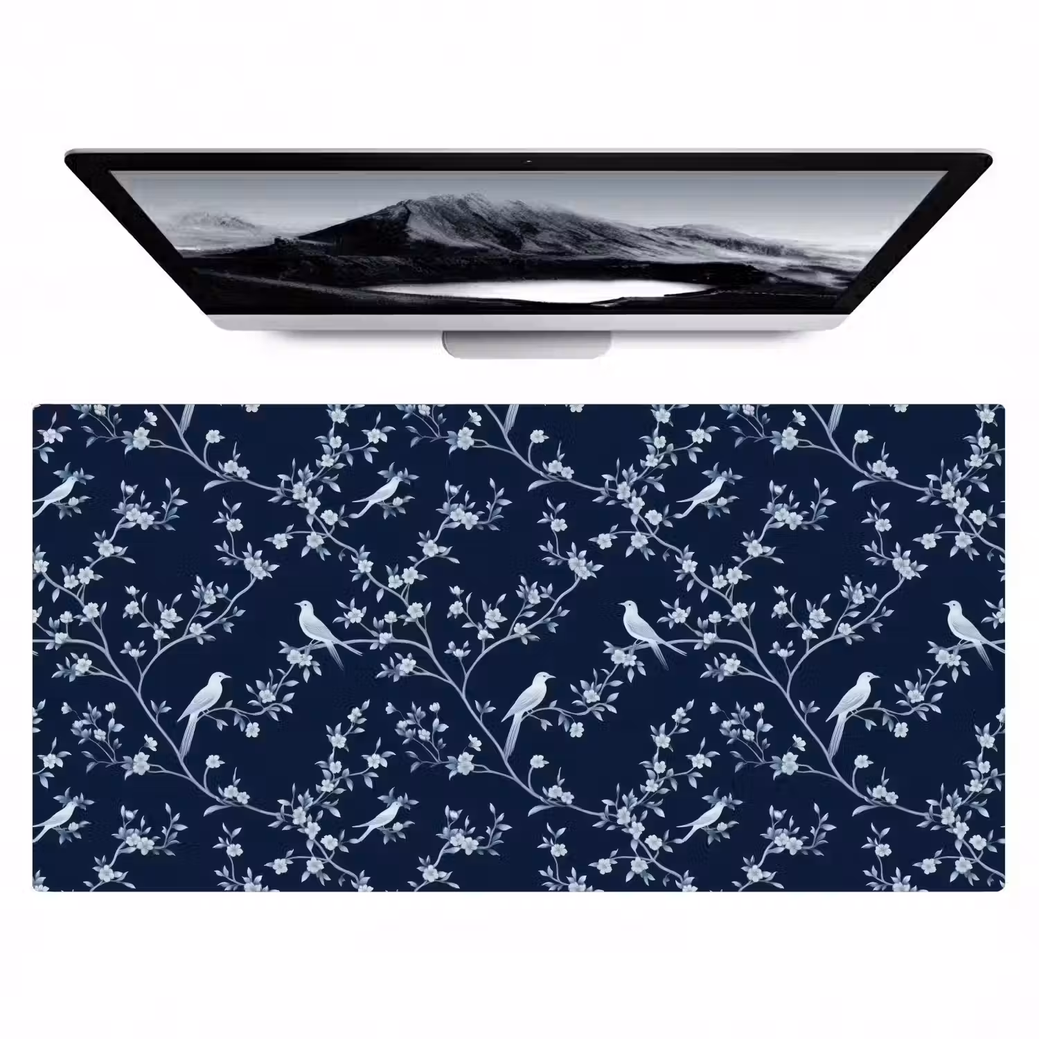 Grafisch - Bloesemtak - Blauw Muismat XXL klein 681 -zzz3d