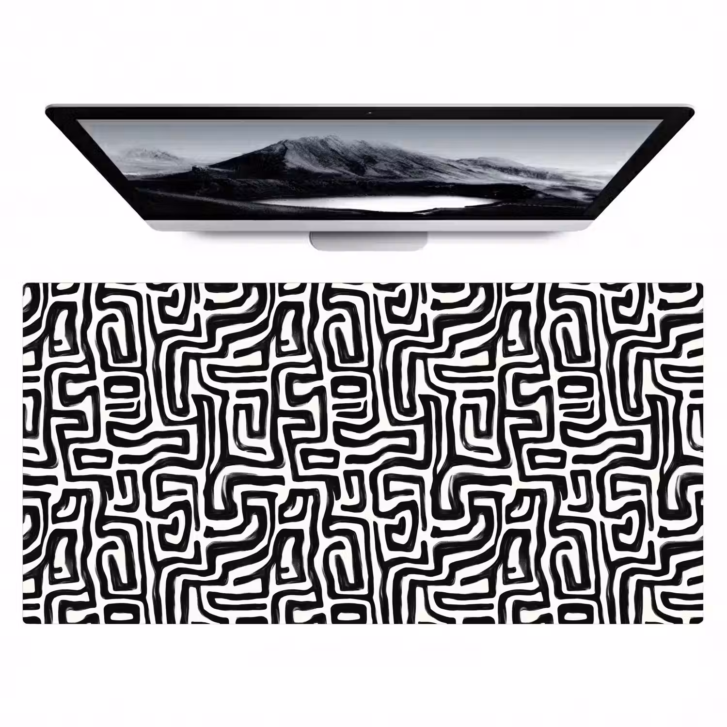 Grafisch - Lijnen - Zwart - Wit Muismat XXL klein 681 -zzz3d