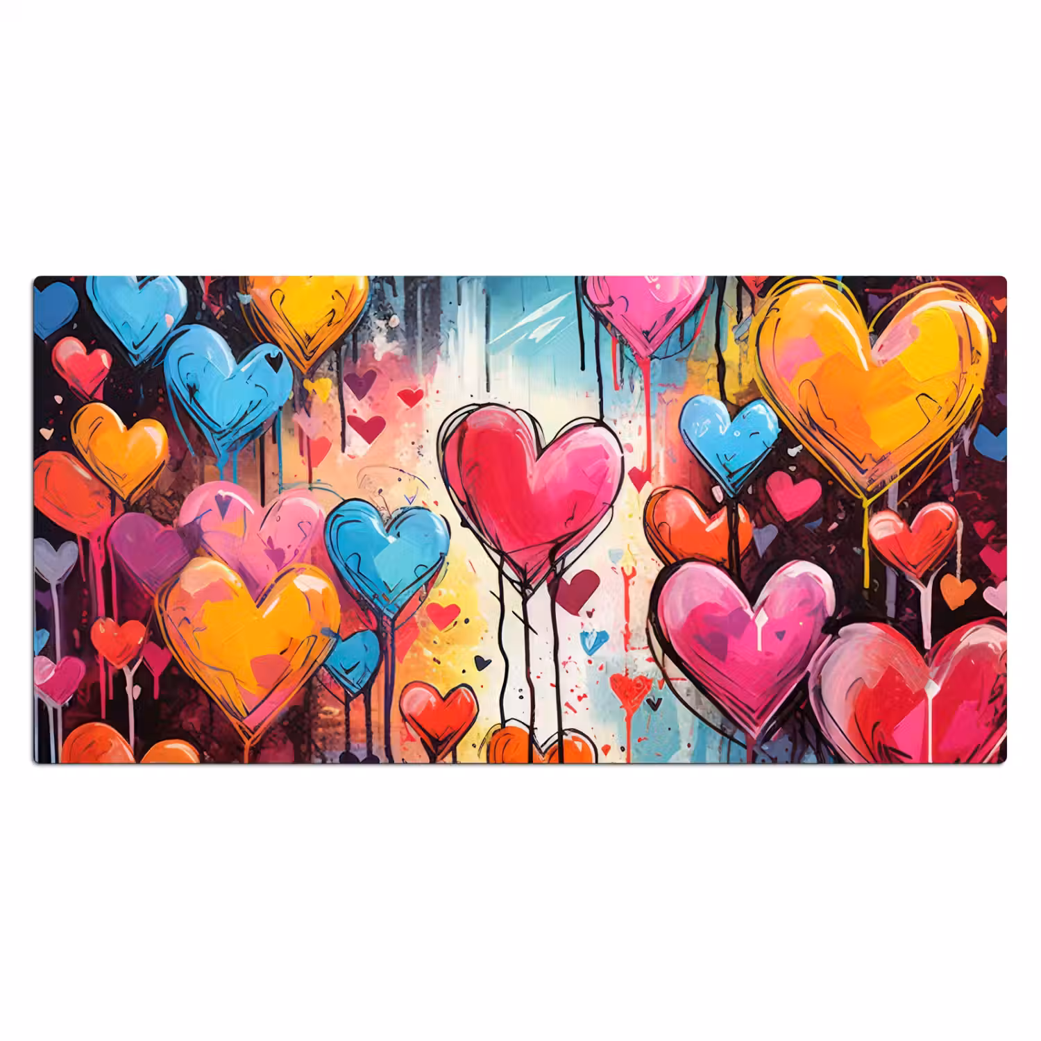 Hartjes - Kleuren - Kunst - Liefde Muismat XXL klein -3d_leeg