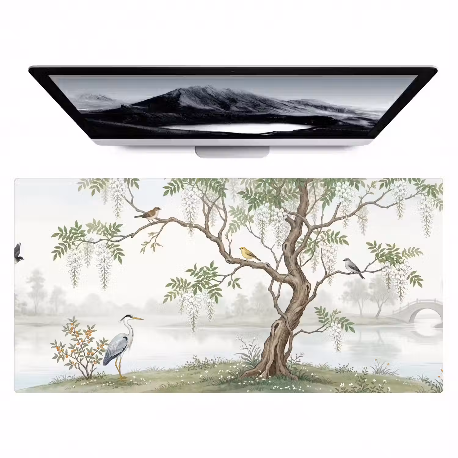 Reiger - Landschap - Groen Muismat XXL klein -zzz3d