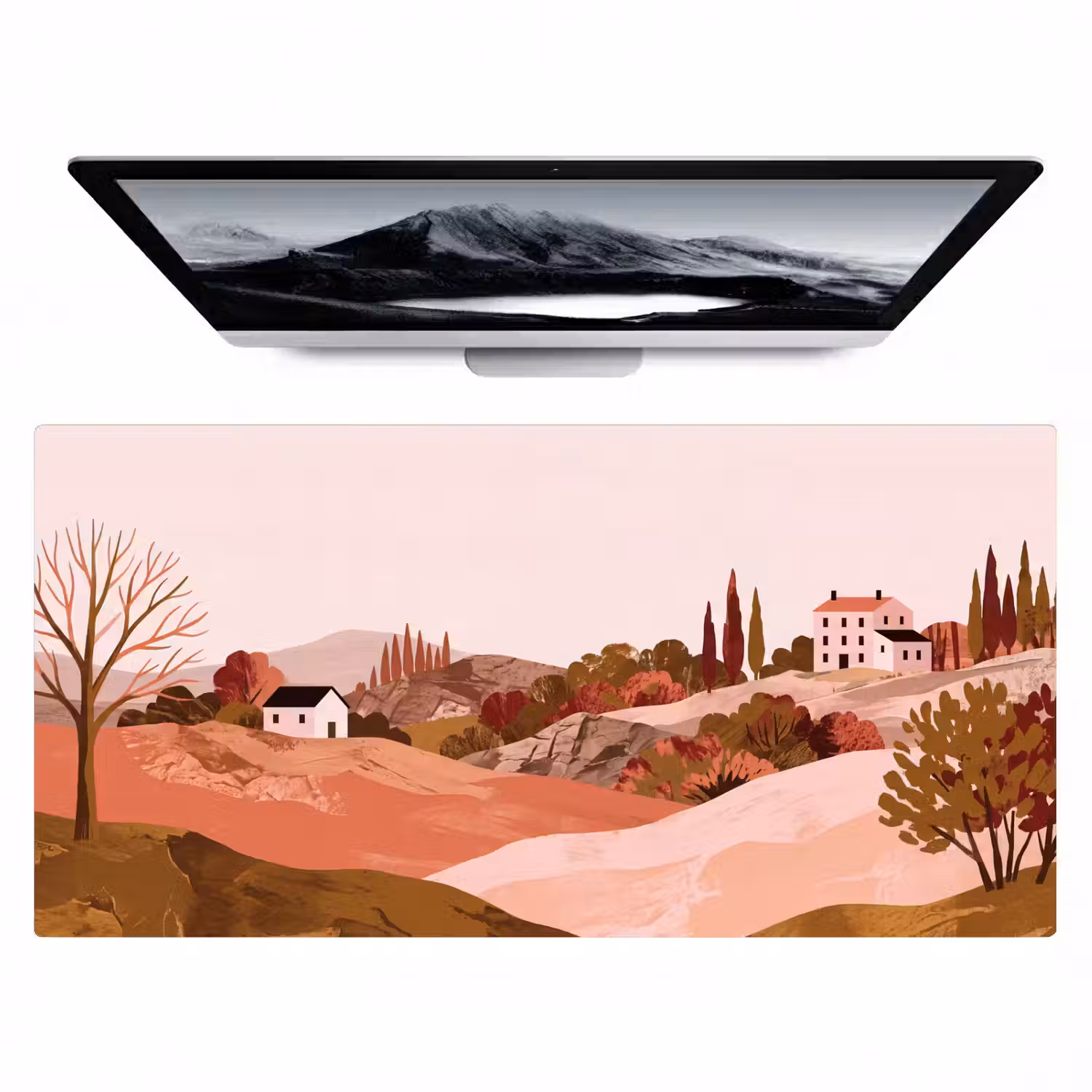 Heuvellandschap - Grafisch - Terracotta Muismat XXL klein -zzz3d