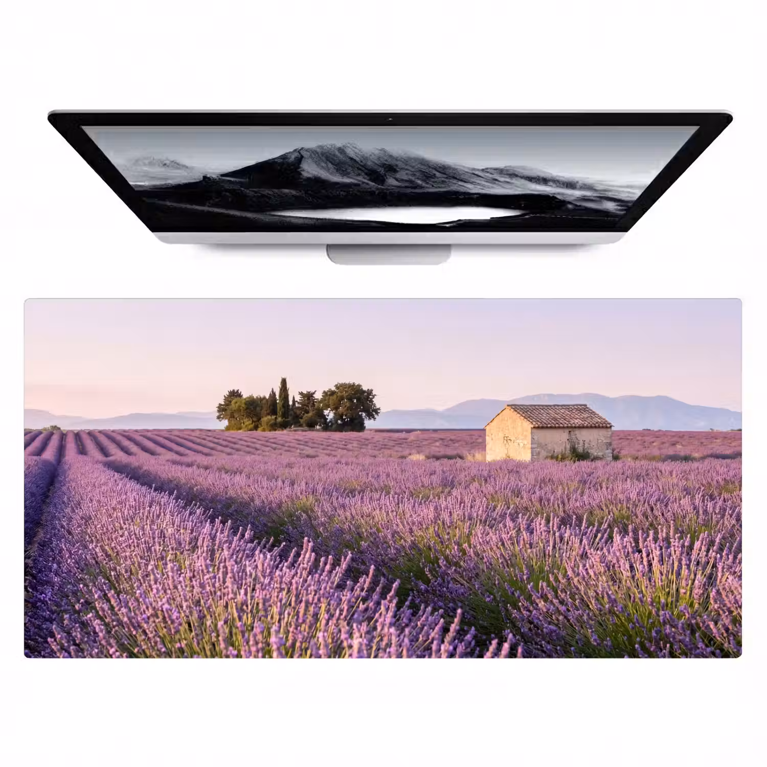 Lavendel - Landschap - Sereen - Paars Muismat XXL klein -zzz3d