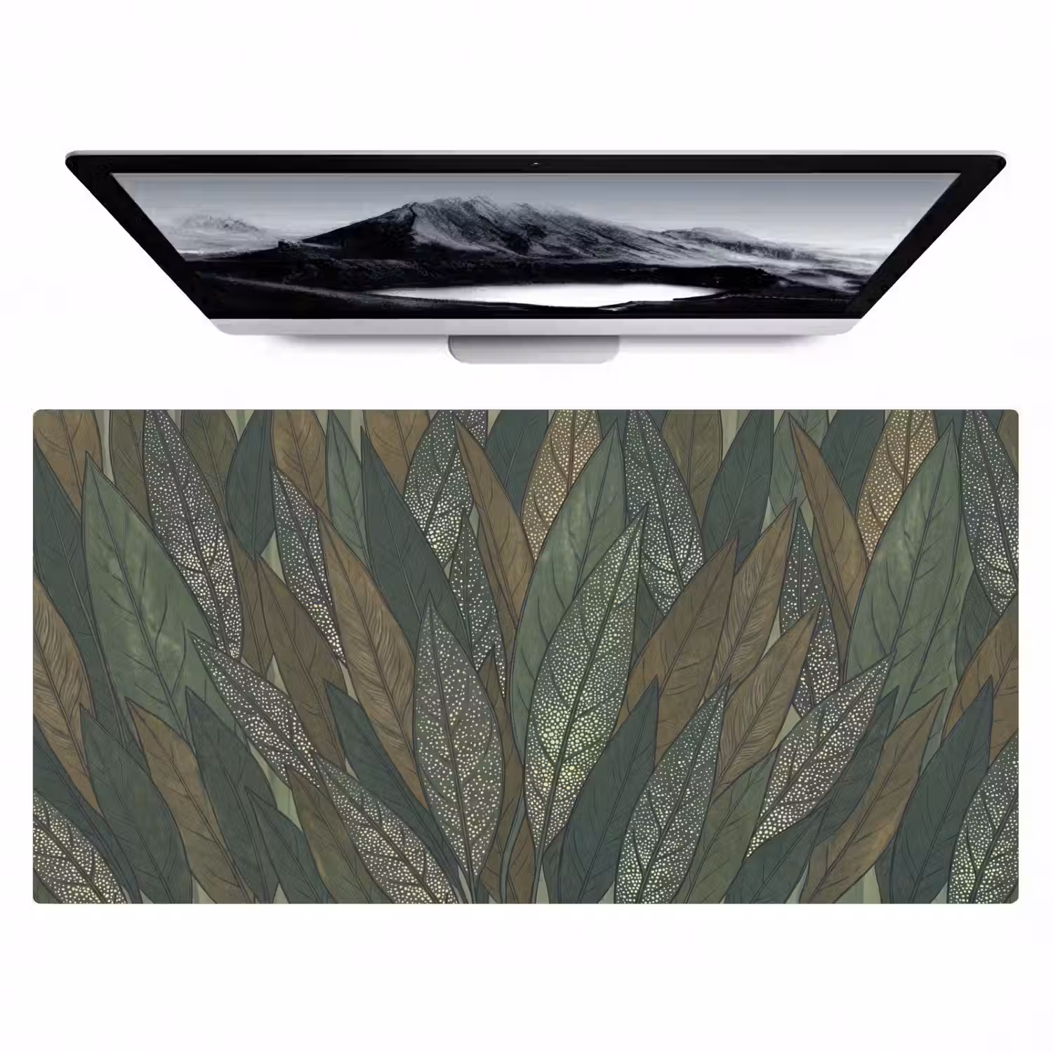 Bladeren - Patroon - Gestippeld - Natuur - Groen Muismat XXL klein -zzz3d
