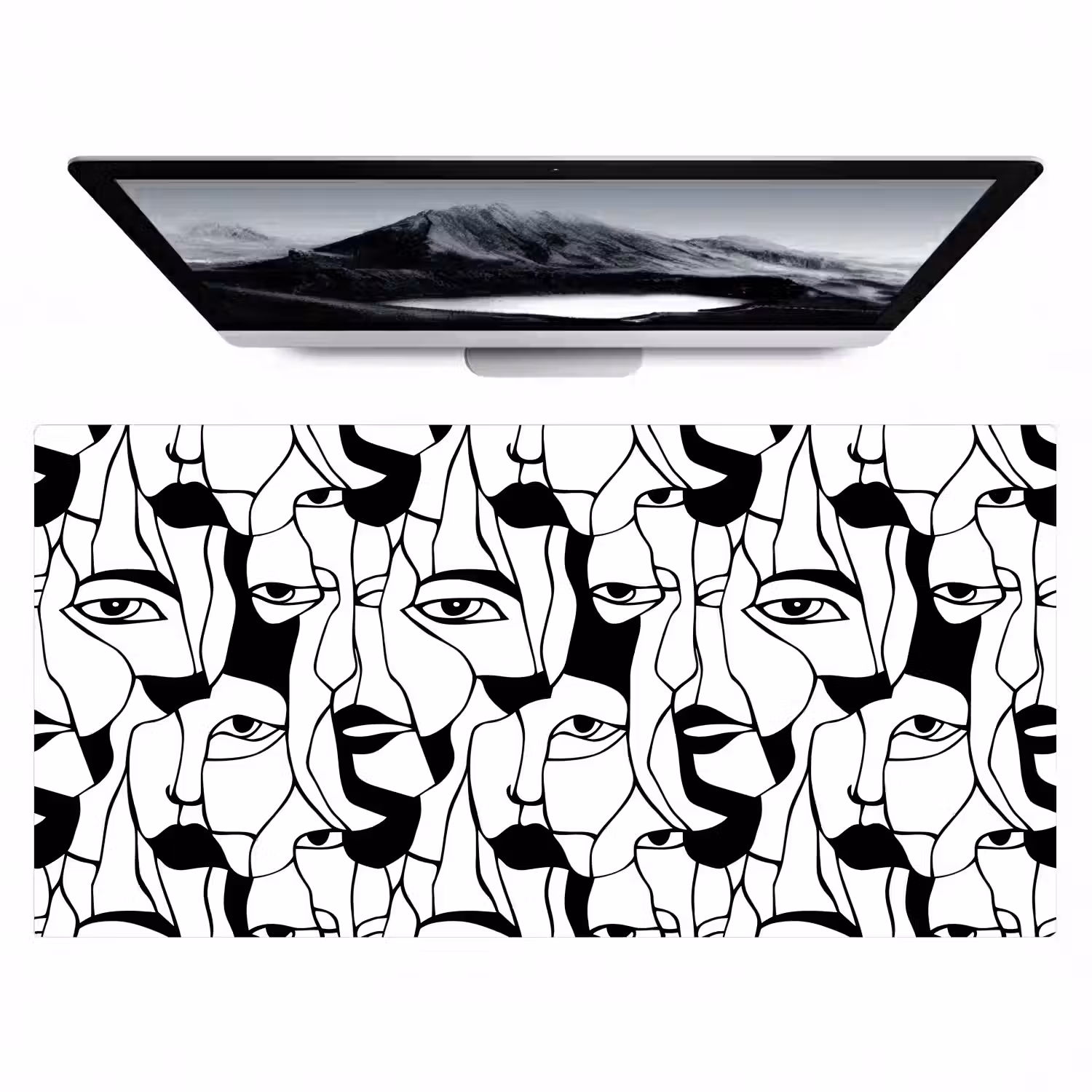 Lijnen - Gezichten - Zwart - Wit Muismat XXL klein 681 -zzz3d