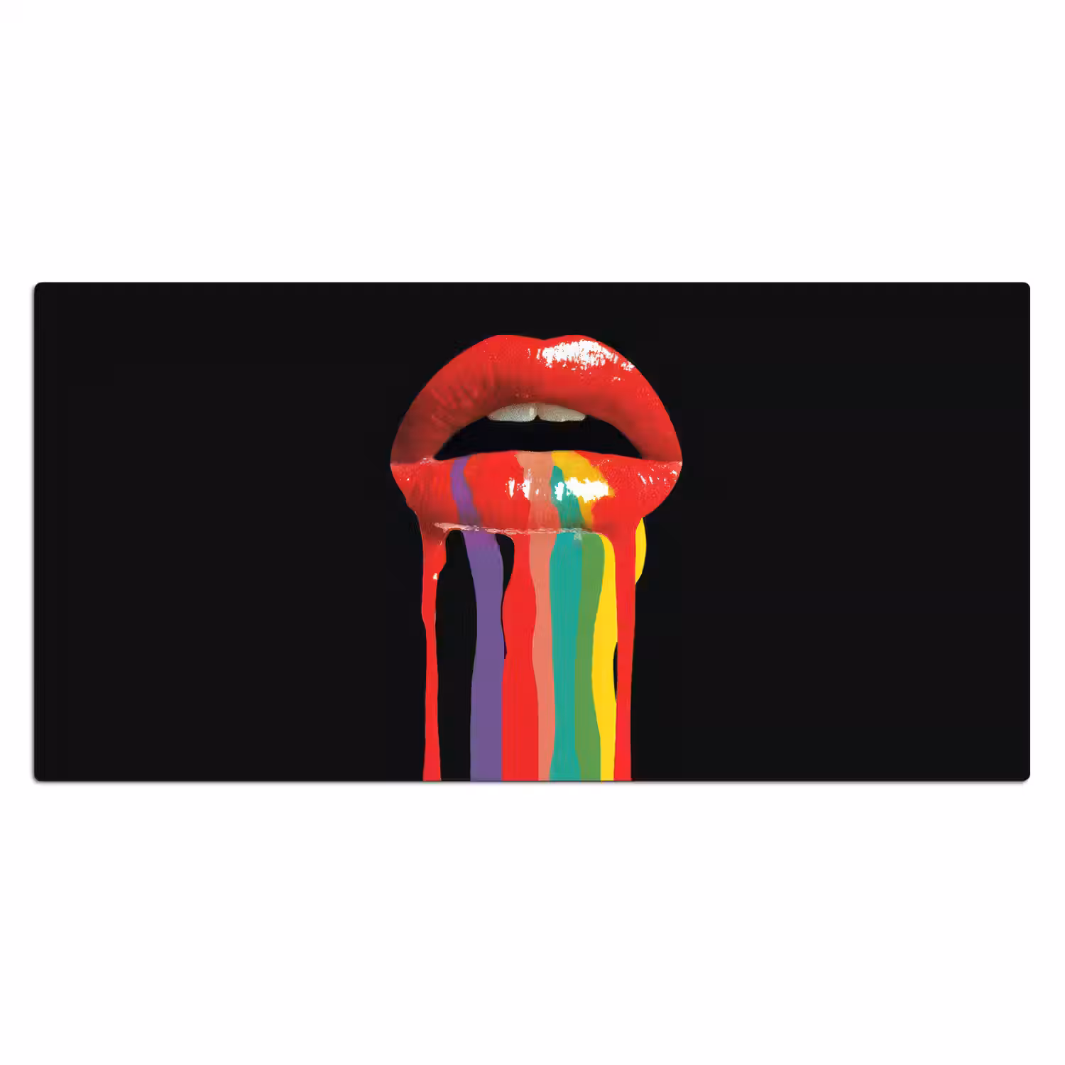 Lippen - Kleuren - Zwart Muismat XXL klein -3d_leeg