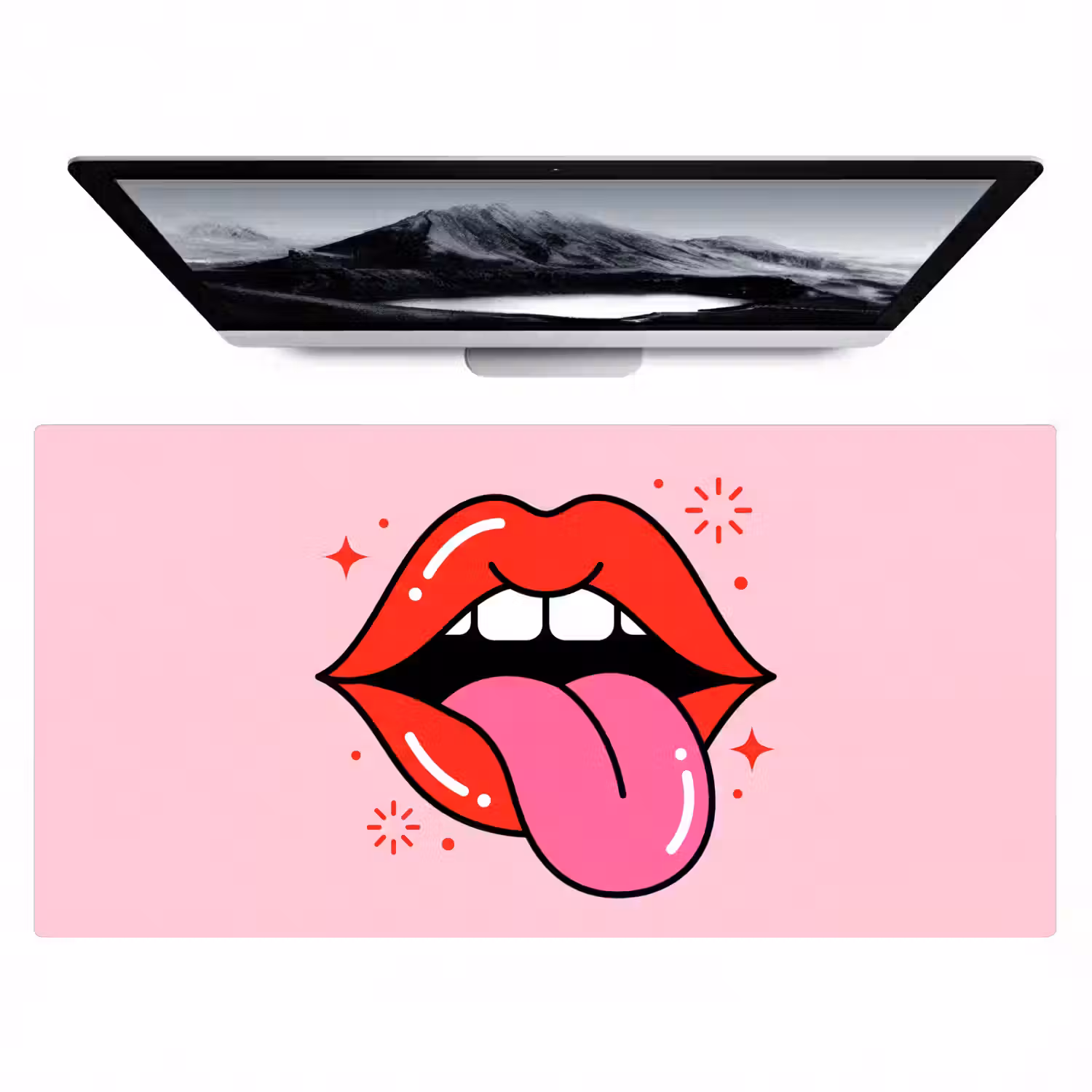 Lippen - Tong - Pop-art - Kleurrijk - Roze Muismat XXL klein -zzz3d