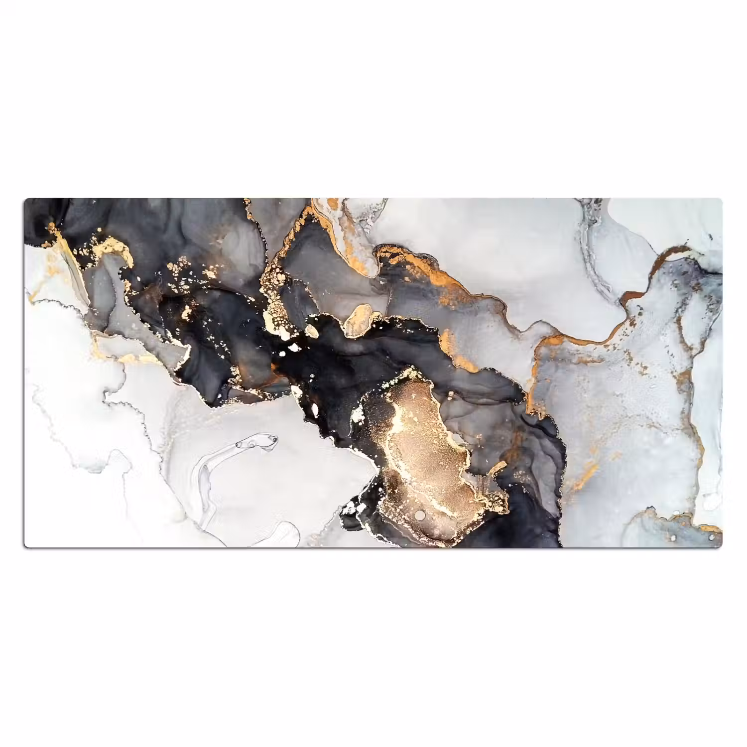 Marmer - Zwart - Wit - Goud - Luxe - Abstract Muismat XXL klein -3d_leeg