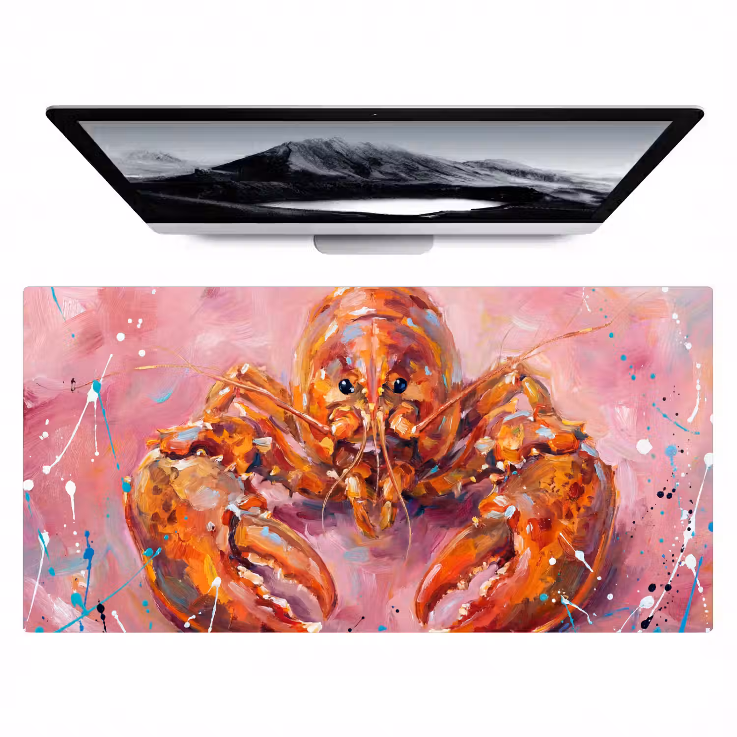 Zeeleven - Kreeft - Spatters - Abstract - Roze Muismat XXL klein -zzz3d