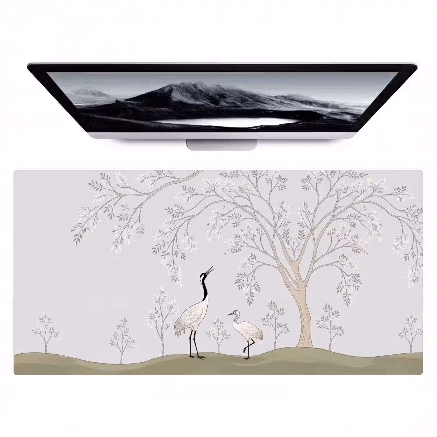 Minimalistisch - Kraanvogels - Blauw Muismat XXL klein -zzz3d