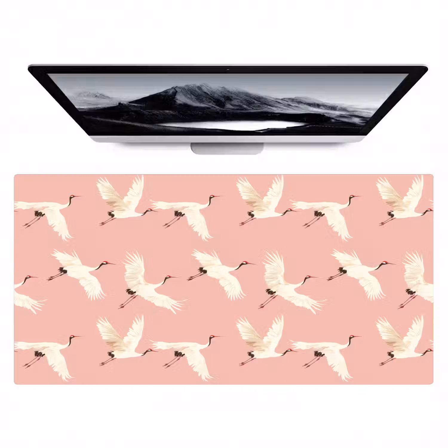 Modern - Kraanvogels - Roze Muismat XXL klein 681 -zzz3d
