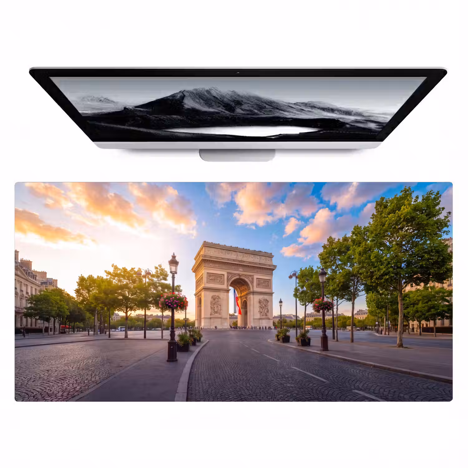 Monument - Parijs - Zonsondergang - Architectuur - Goud Muismat XXL klein -zzz3d