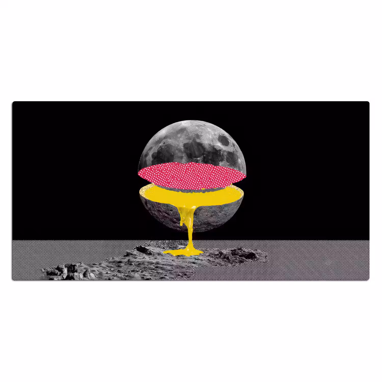 Maan - Geel - Roze - Zwart Muismat XXL klein -3d_leeg