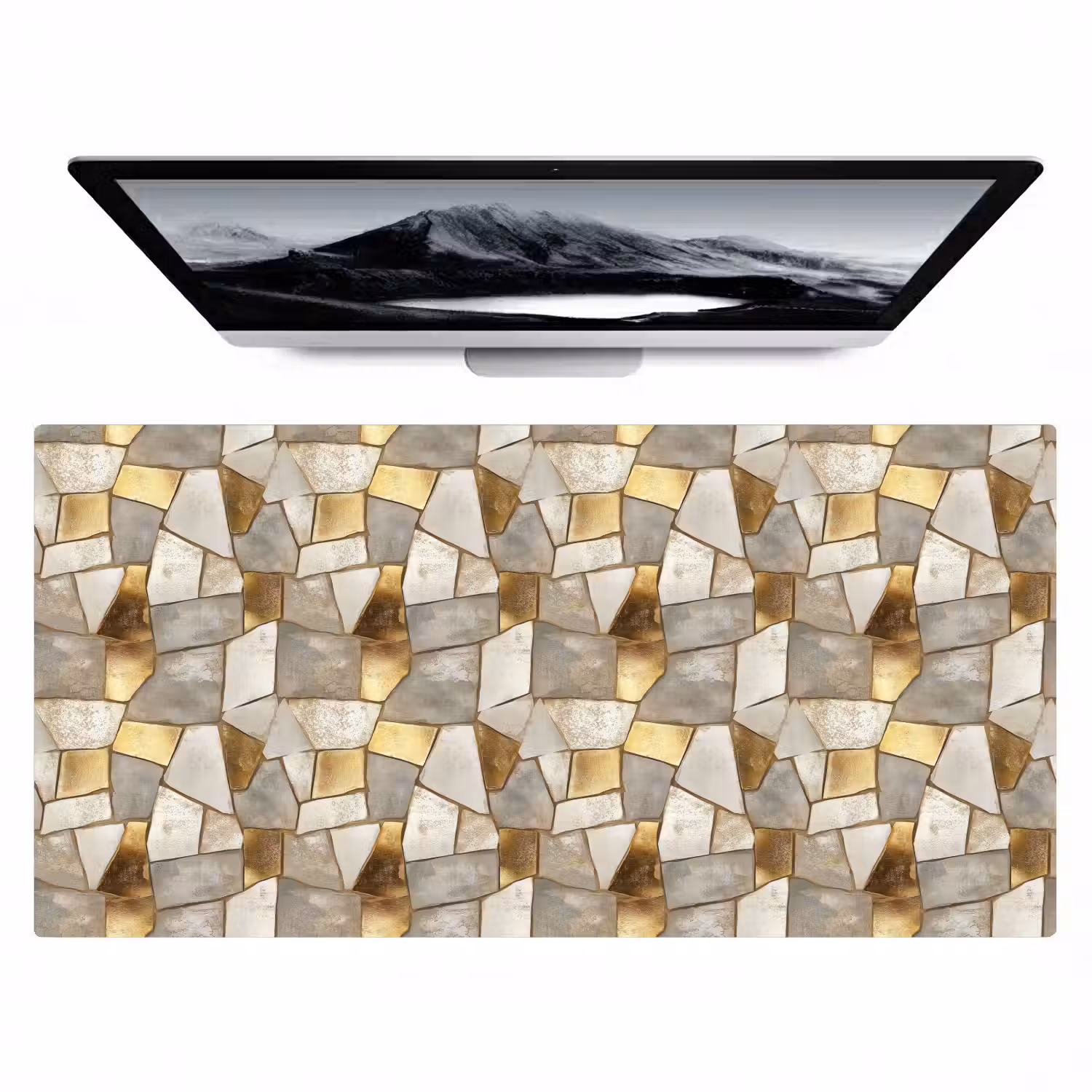Mozaïek - Marmer - Goud Muismat XXL klein 681 -zzz3d