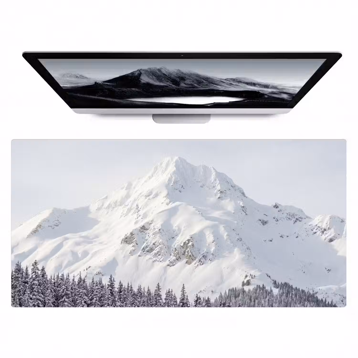 Berg - Sneeuw - Winter - Natuur - Wit Muismat XXL klein -zzz3d