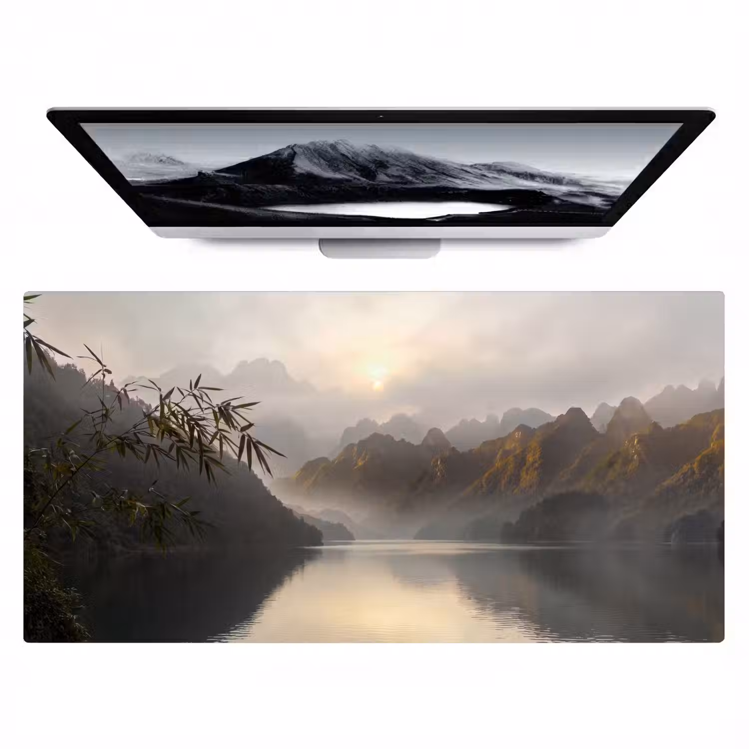 Bergen - Water - Mist - Natuur - Landschap Muismat XXL klein -zzz3d