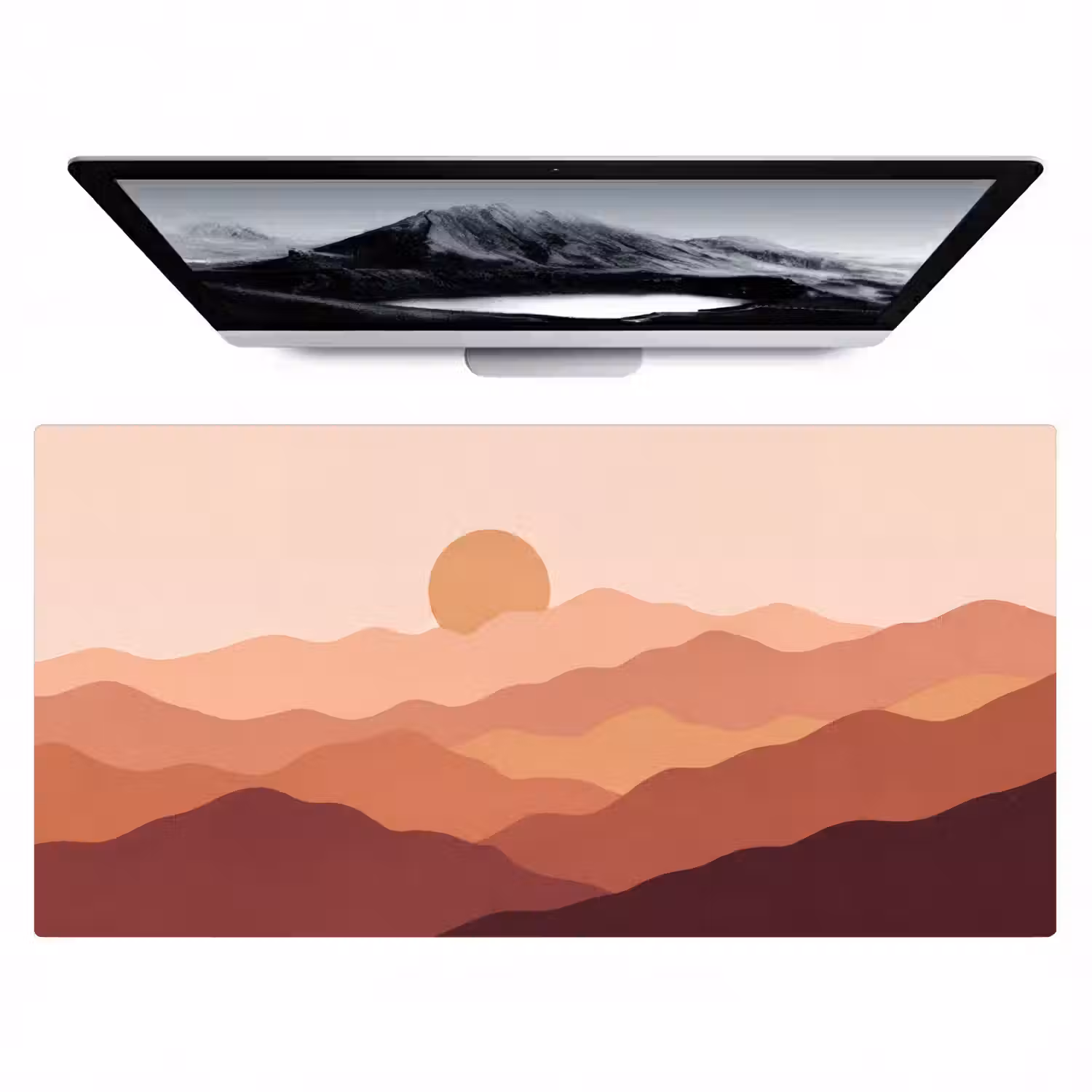 Natuur - Heuvels - Abstract - Modern - Oranje Muismat XXL klein -zzz3d