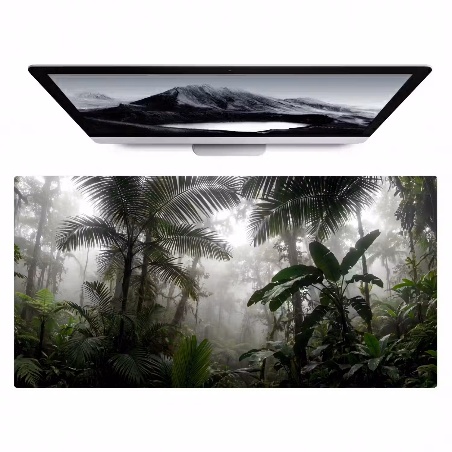 Natuur - Jungle - Mist - Groen - Bladeren Muismat XXL klein -zzz3d