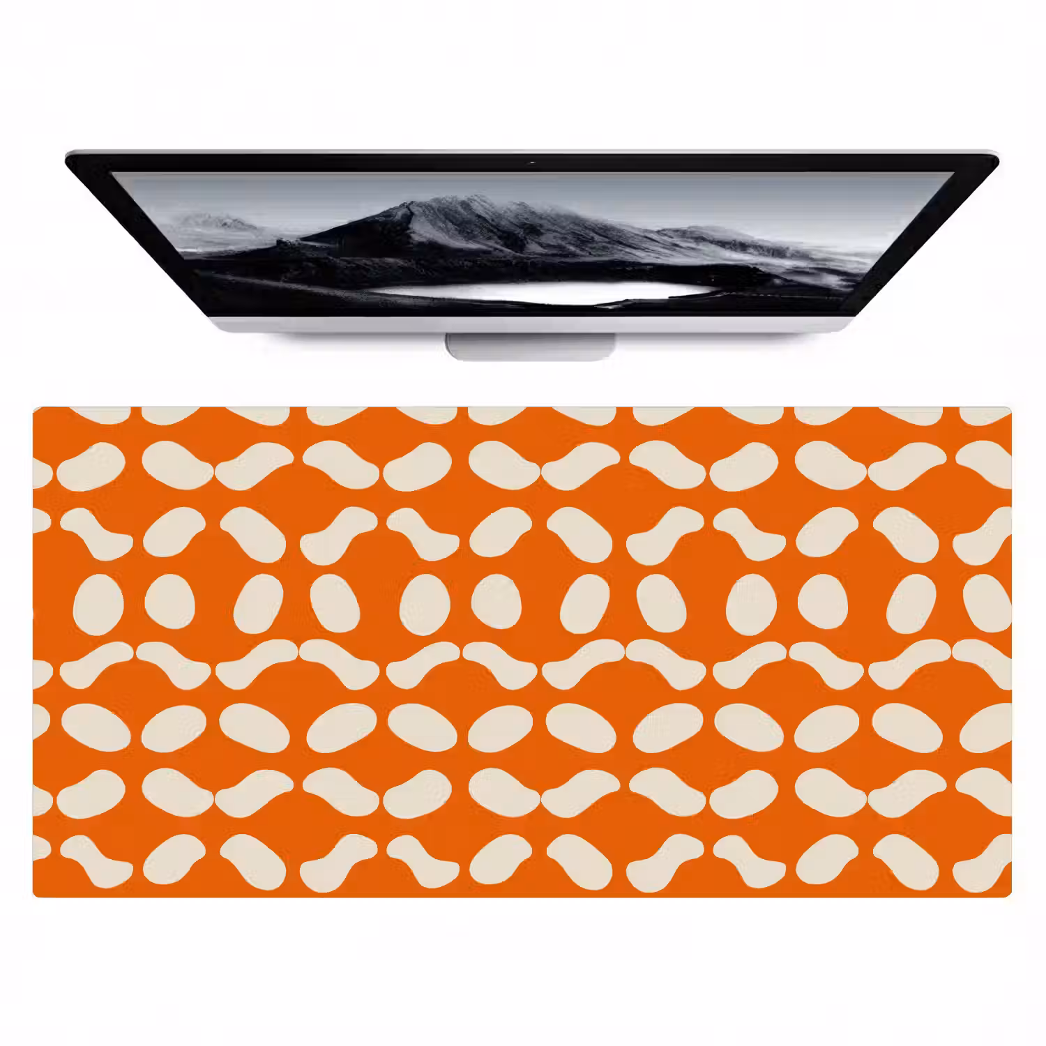 Oranje - Organische vormen - Wit Muismat XXL klein 681 -zzz3d