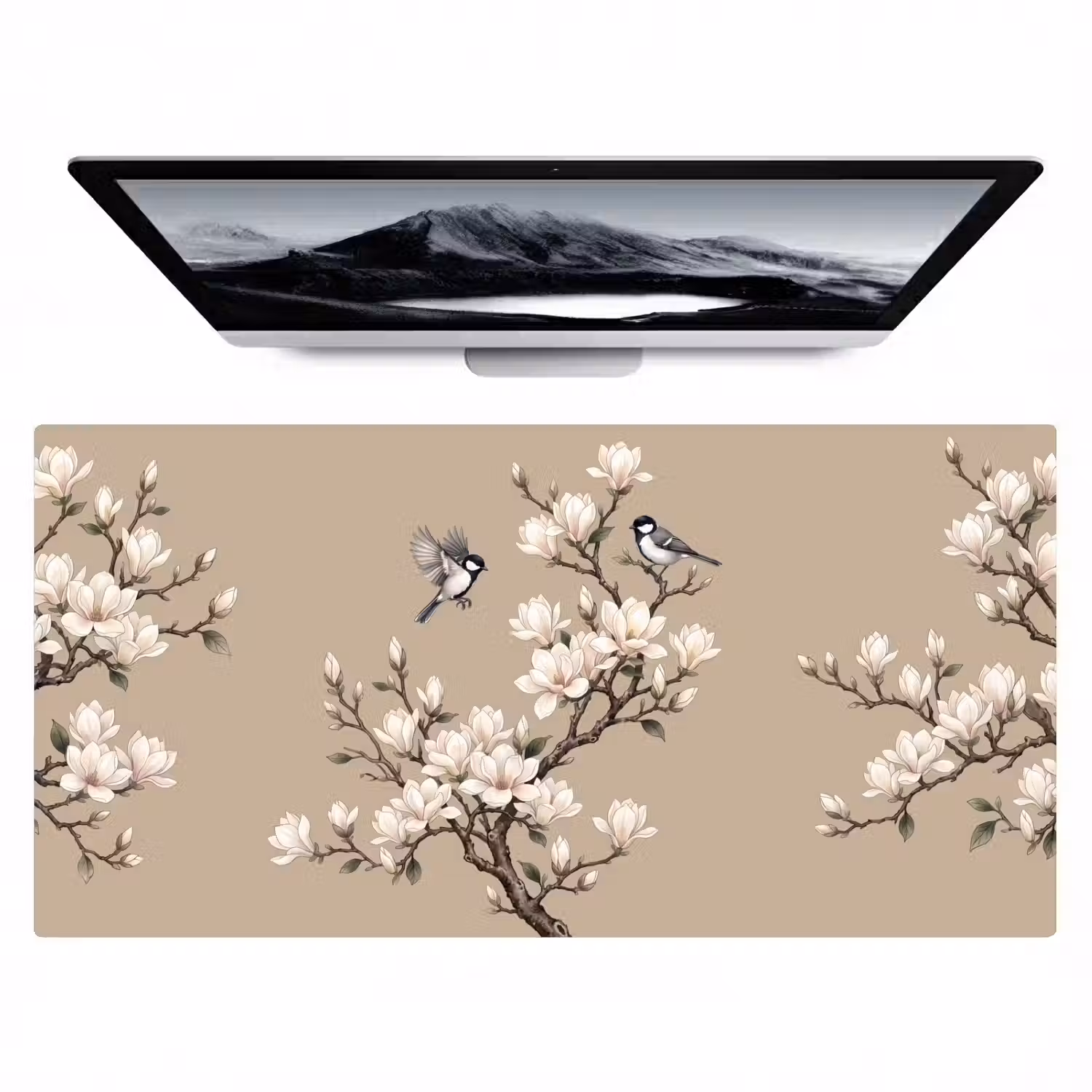 Oosters - Vogels - Beige Muismat XXL klein -zzz3d