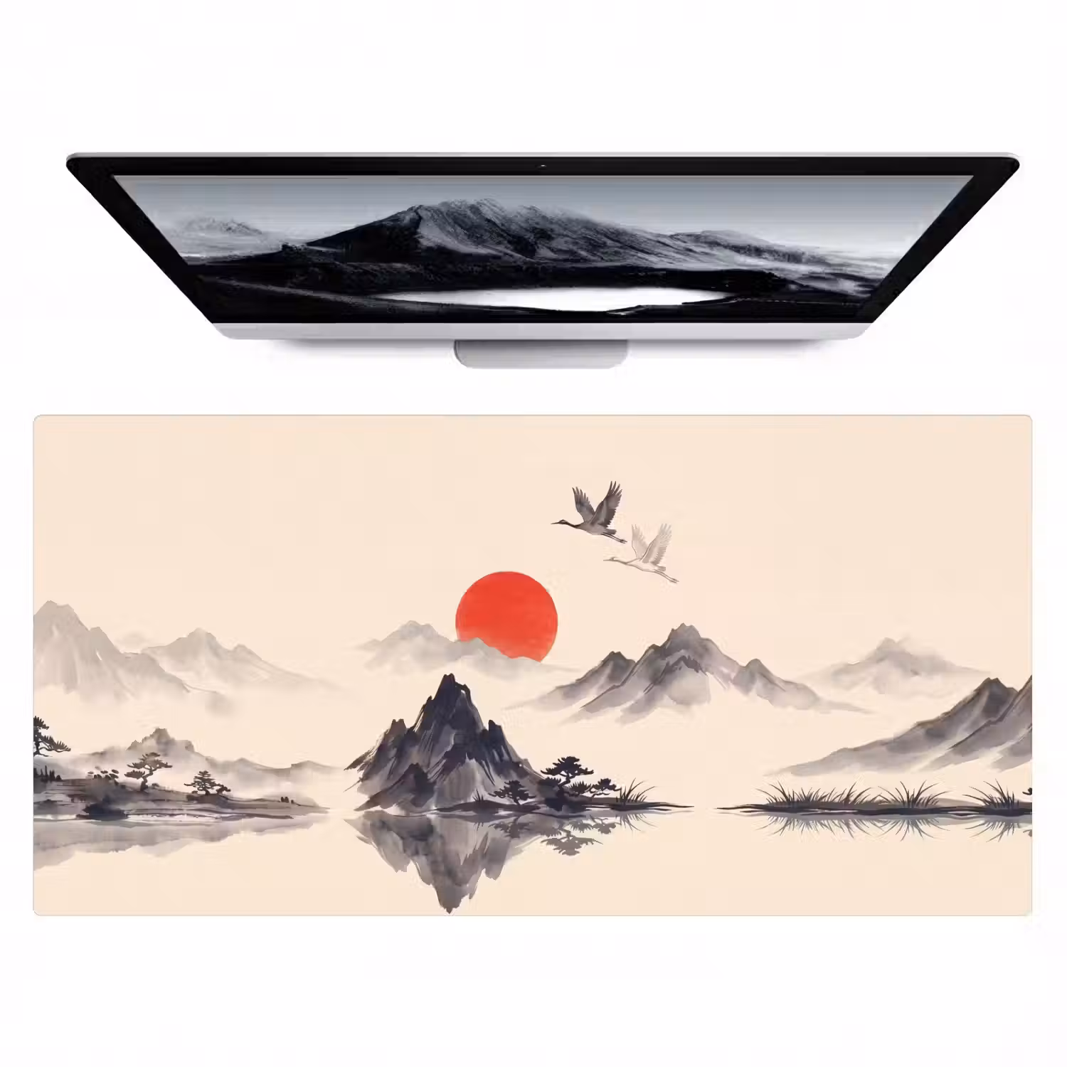 Oosters - Kraanvogels - Landschap Muismat XXL klein -zzz3d