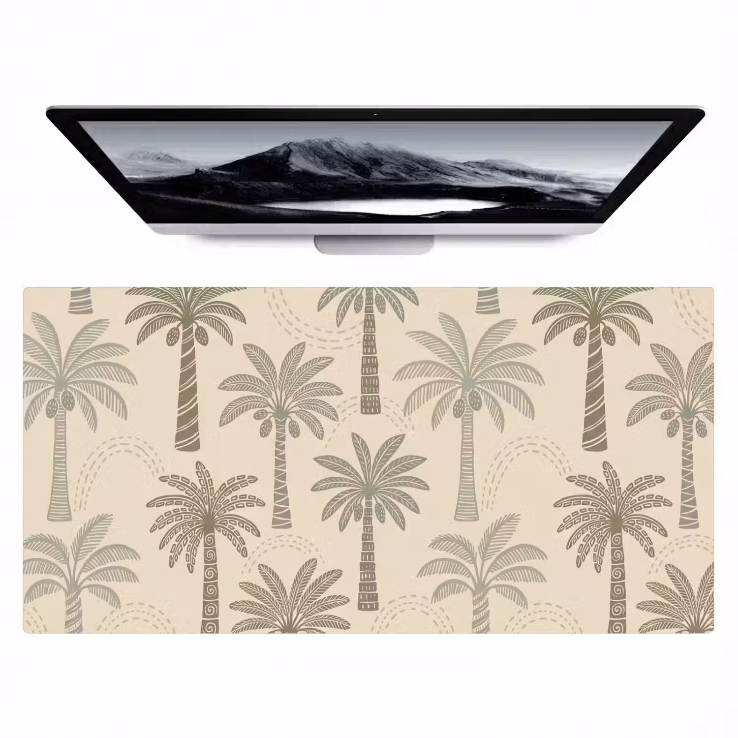 Palmbomen - Patroon - Tropisch - Beige Muismat XXL klein -zzz3d
